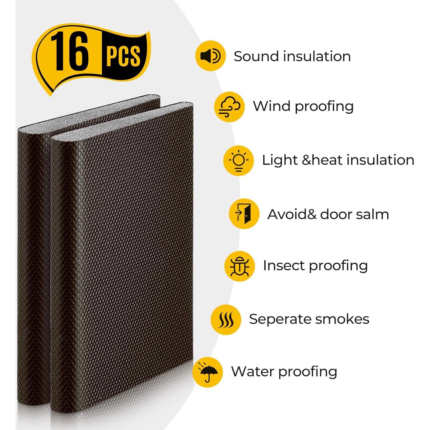 Zonon 16 Piezas Sello de Esquina Aislante para Puerta Marrón