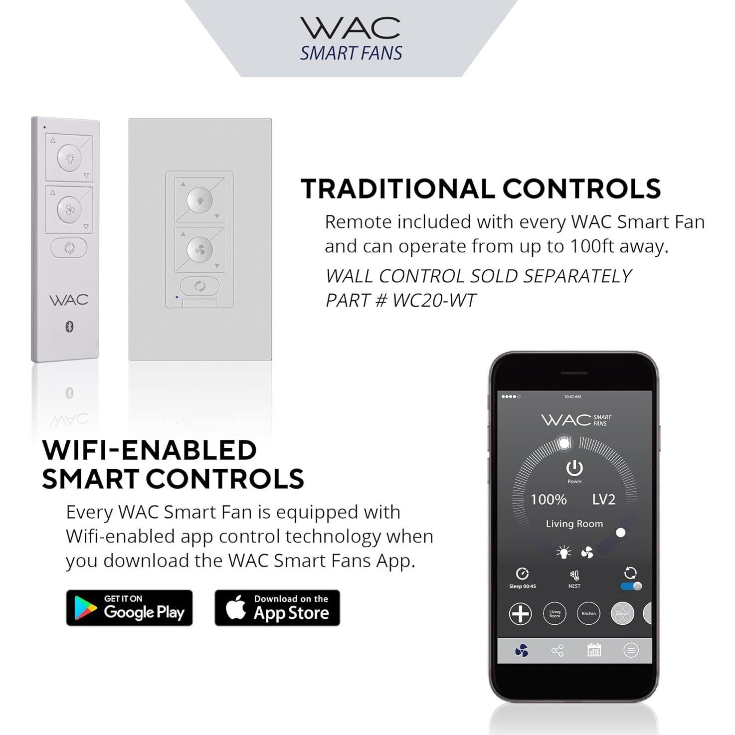 Ventilador de Techo WAC Mocha 137cm LED Control Remoto