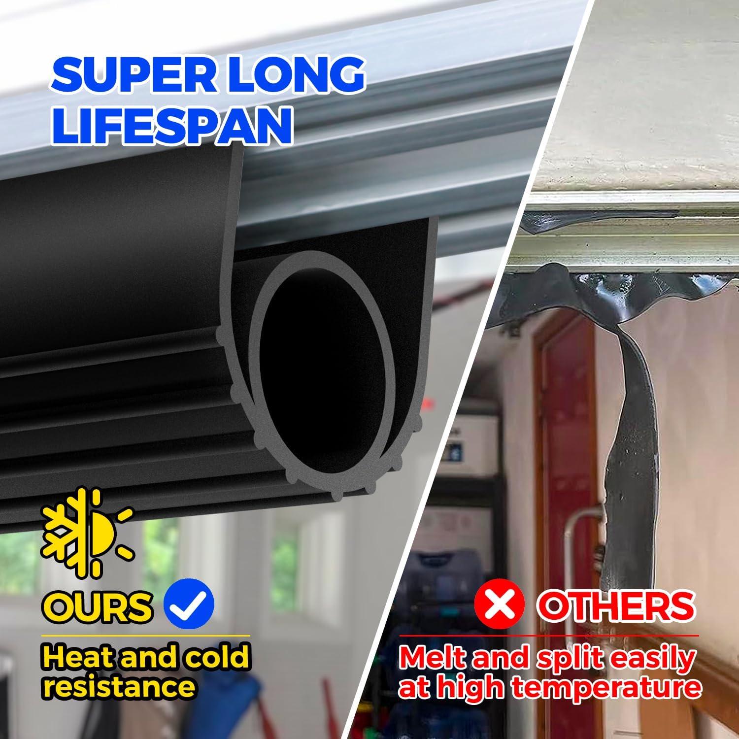 Sello de Puerta de Garaje Holikme 11 Pies Goma Negro