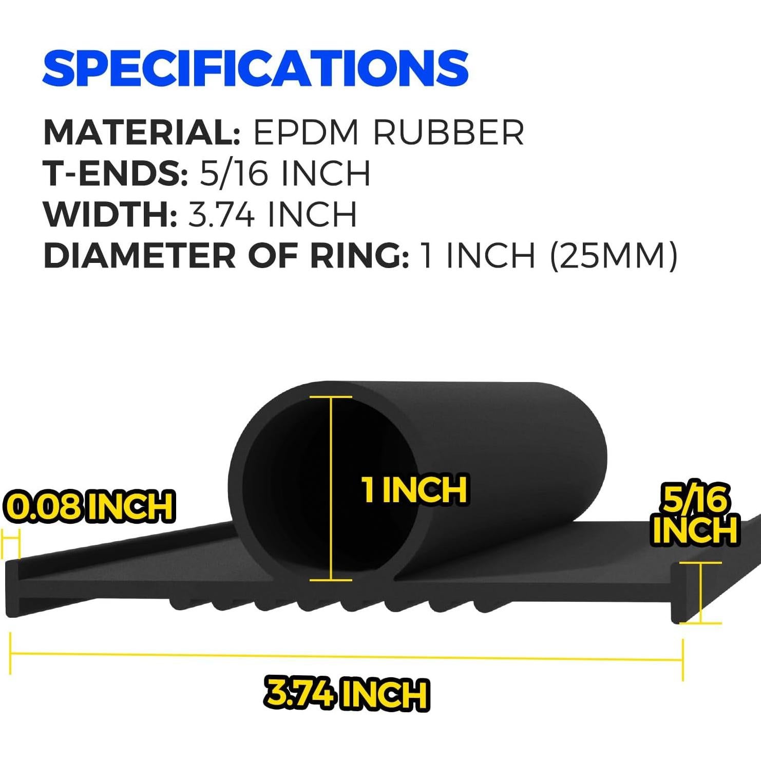 Sello de Puerta de Garaje Holikme 11 Pies Goma Negro