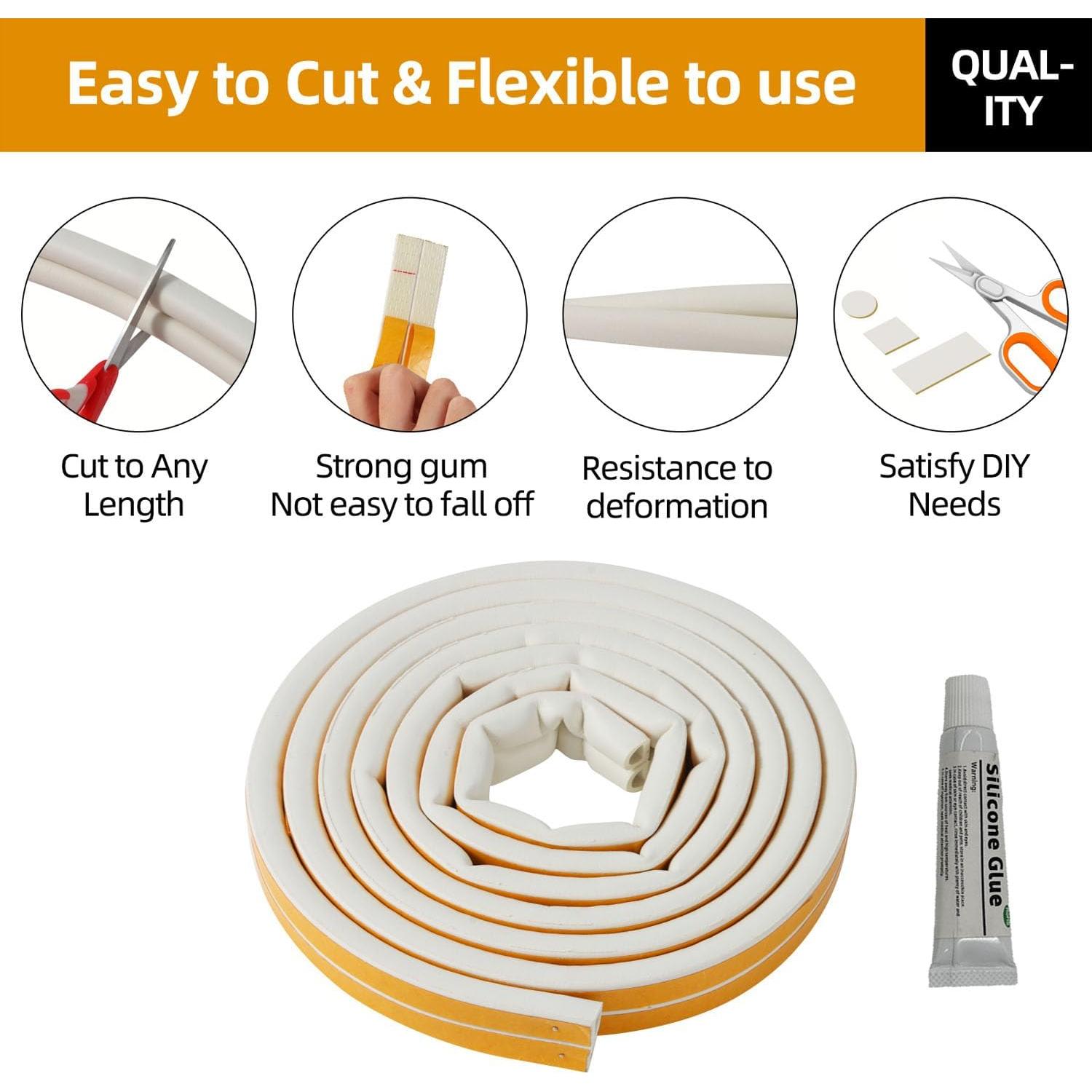 Sello de Aislamiento ZERITO 10 m Blanco para Puertas y Ventanas