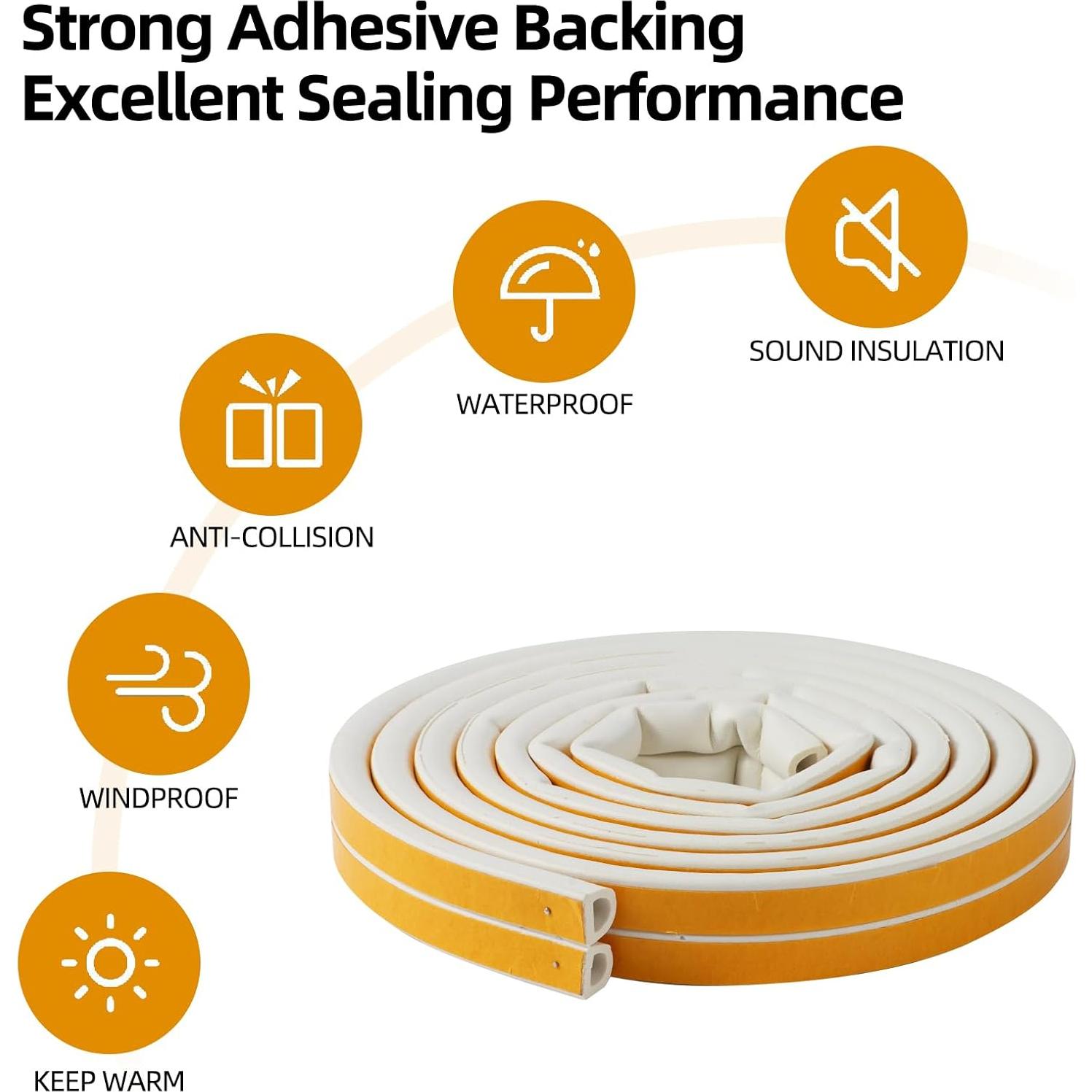 Sello de Aislamiento ZERITO 10 m Blanco para Puertas y Ventanas