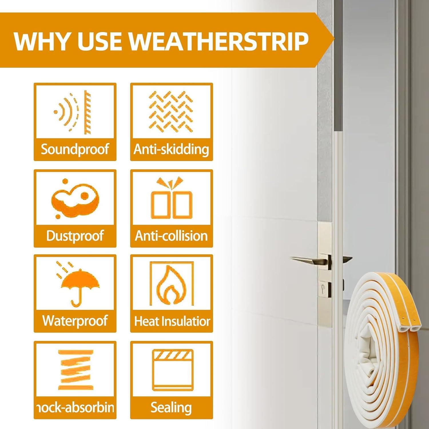 Sello de Aislamiento ZERITO 10 m Blanco para Puertas y Ventanas