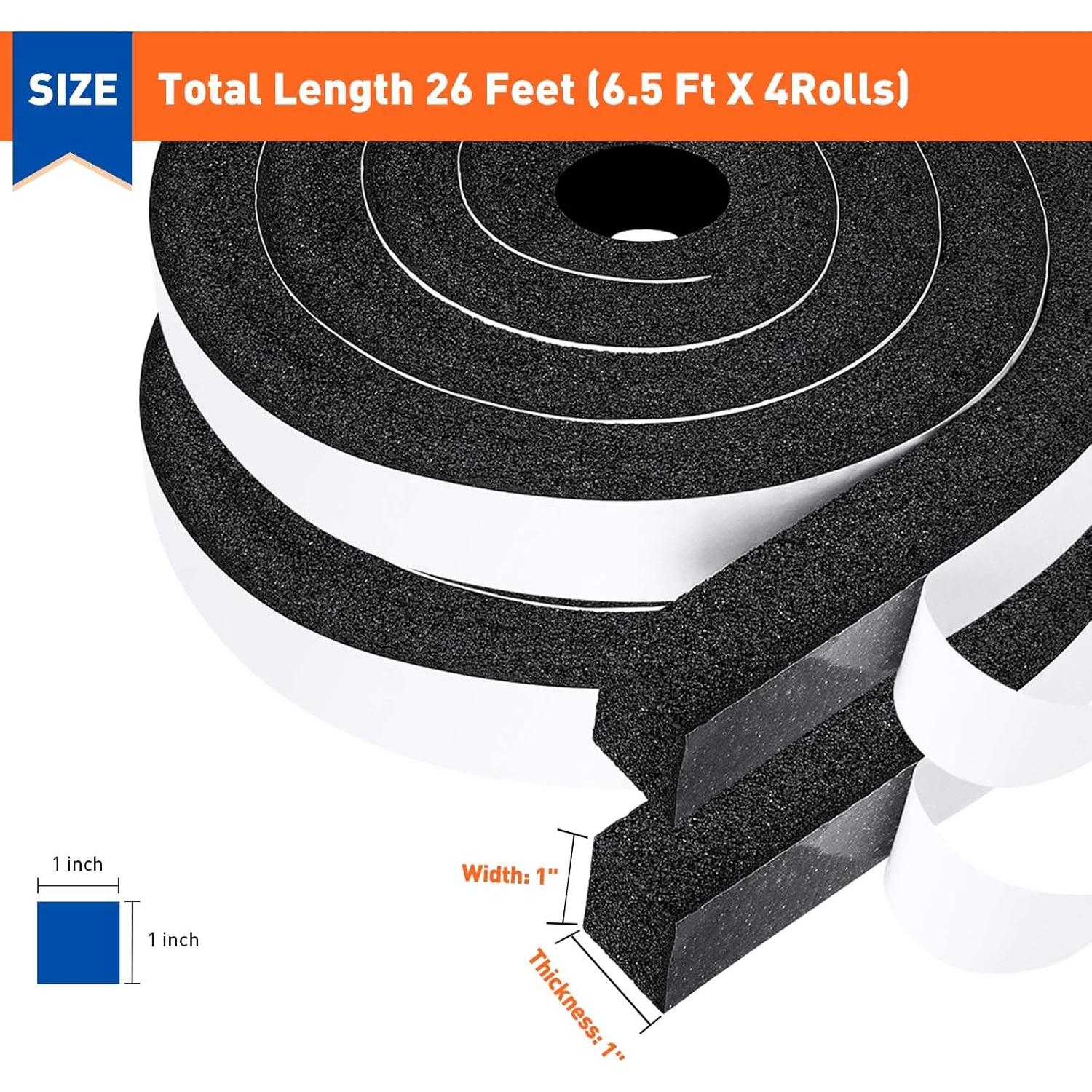 MAGZO Burlete de Espuma Aislante 1" x 1" x 8m - 4 Rollos
