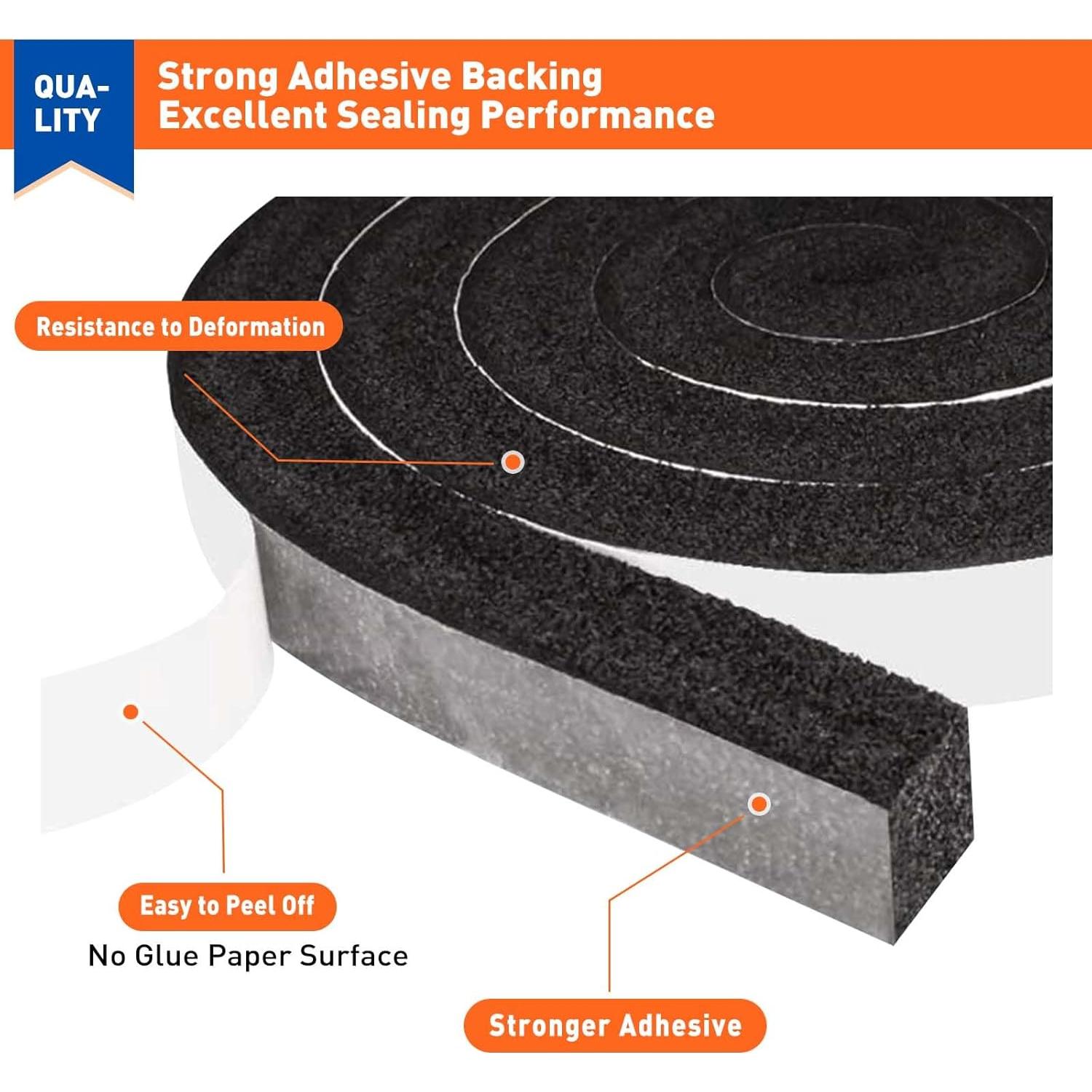 MAGZO Burlete de Espuma Aislante 1" x 1" x 8m - 4 Rollos