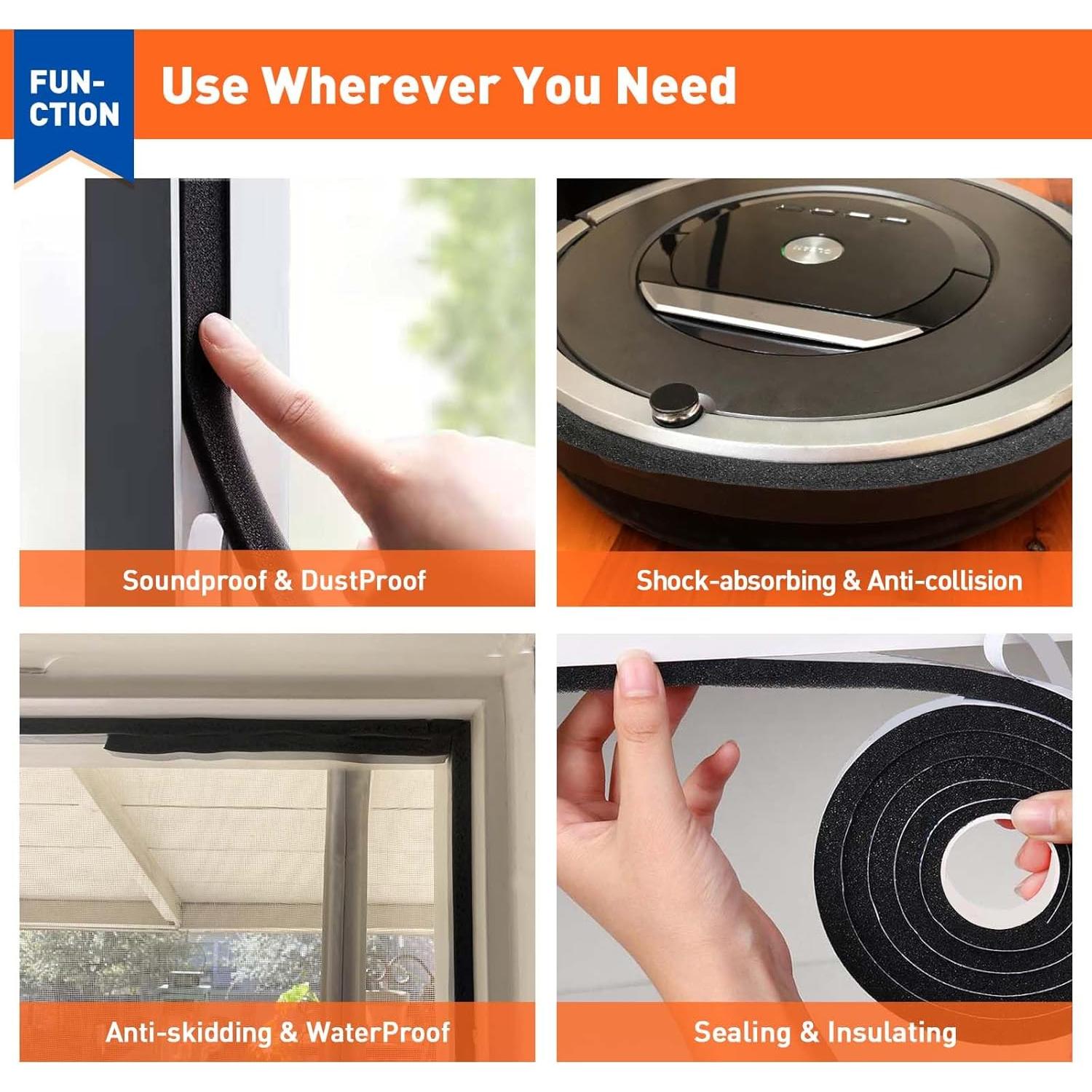 MAGZO Burlete de Espuma Aislante 1" x 1" x 8m - 4 Rollos