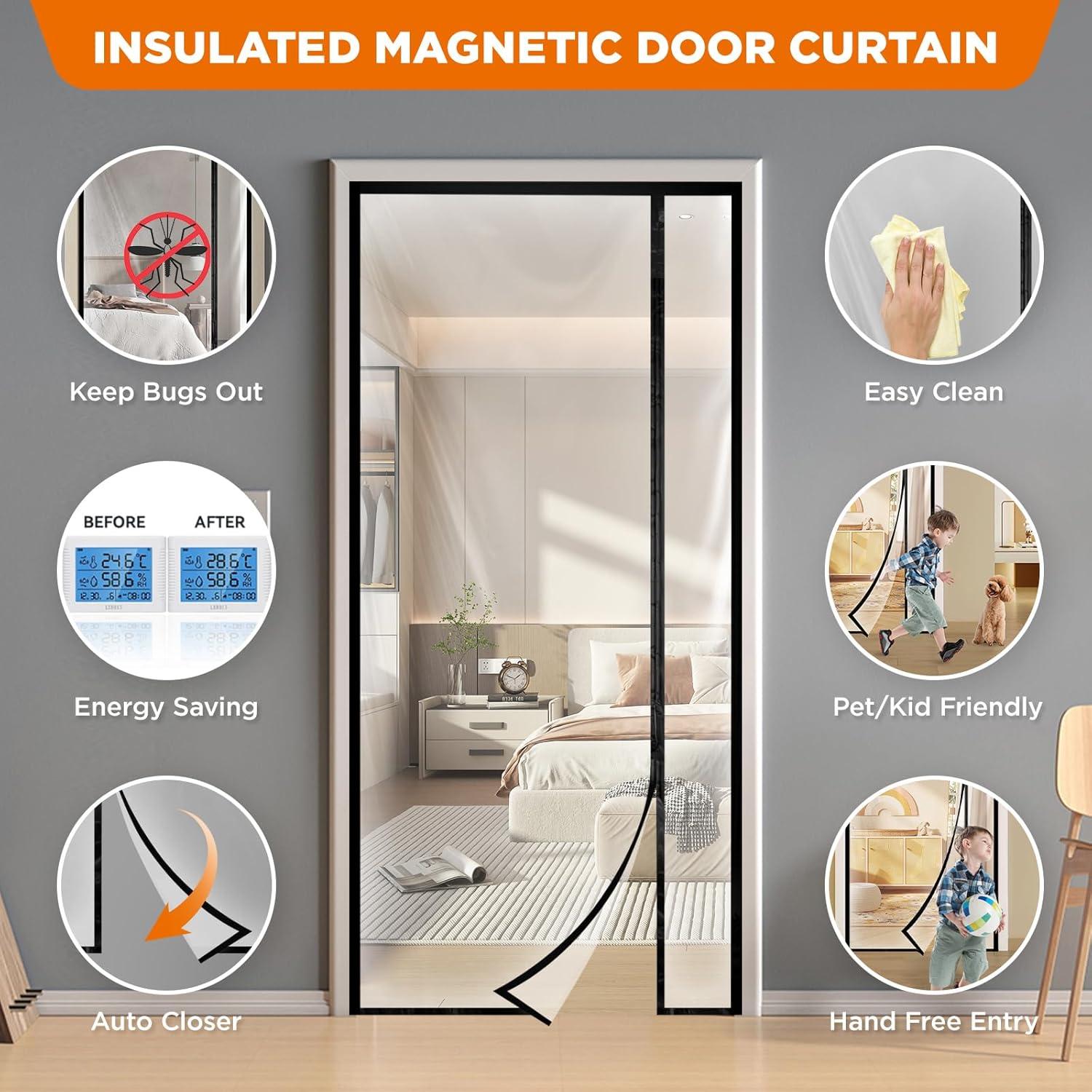 Cortina de Puerta Aislante Skloopearg 91.4x208.3 cm Transparente