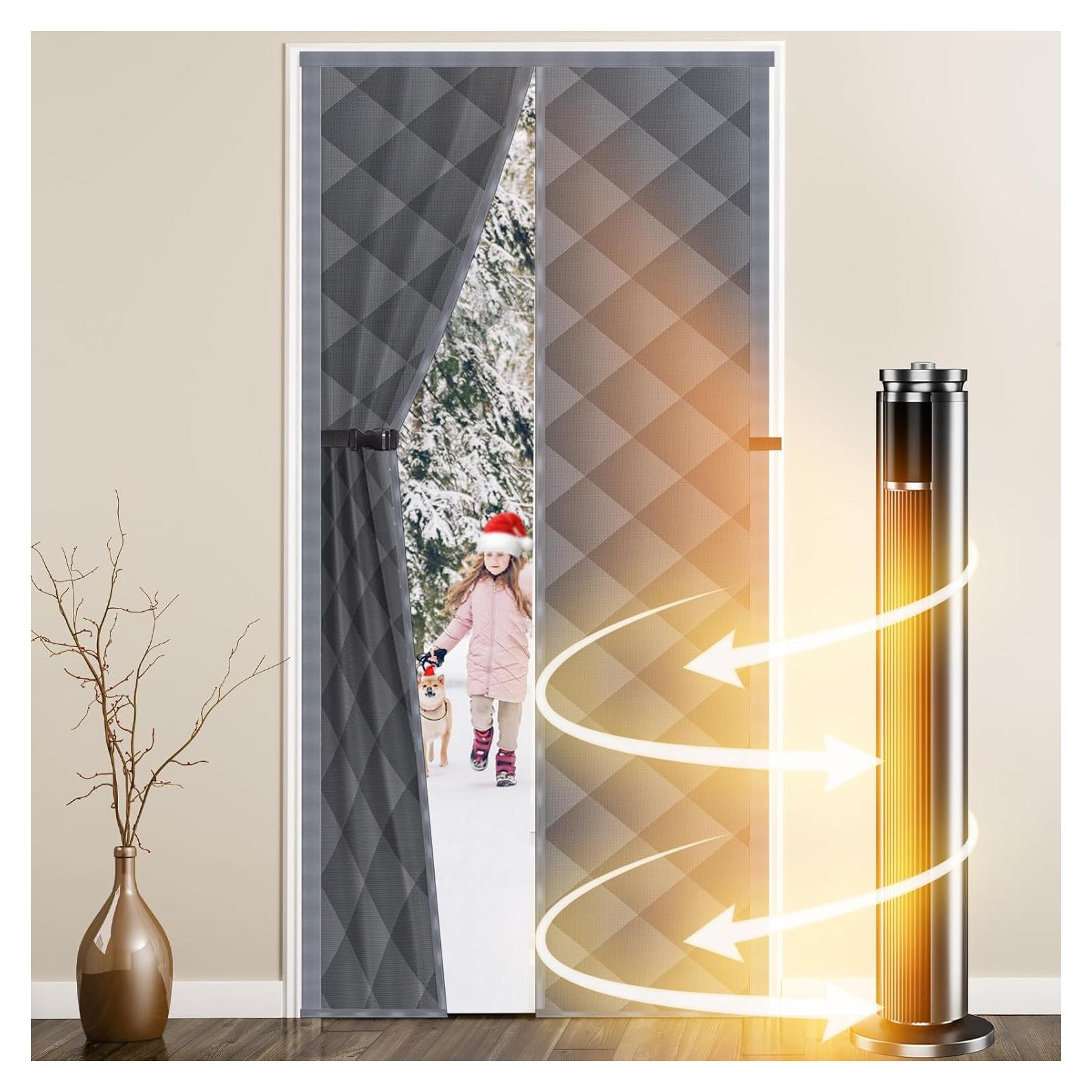 Cortina de Puerta Aislante Magnética WLLEYAY 32"x80" Gris