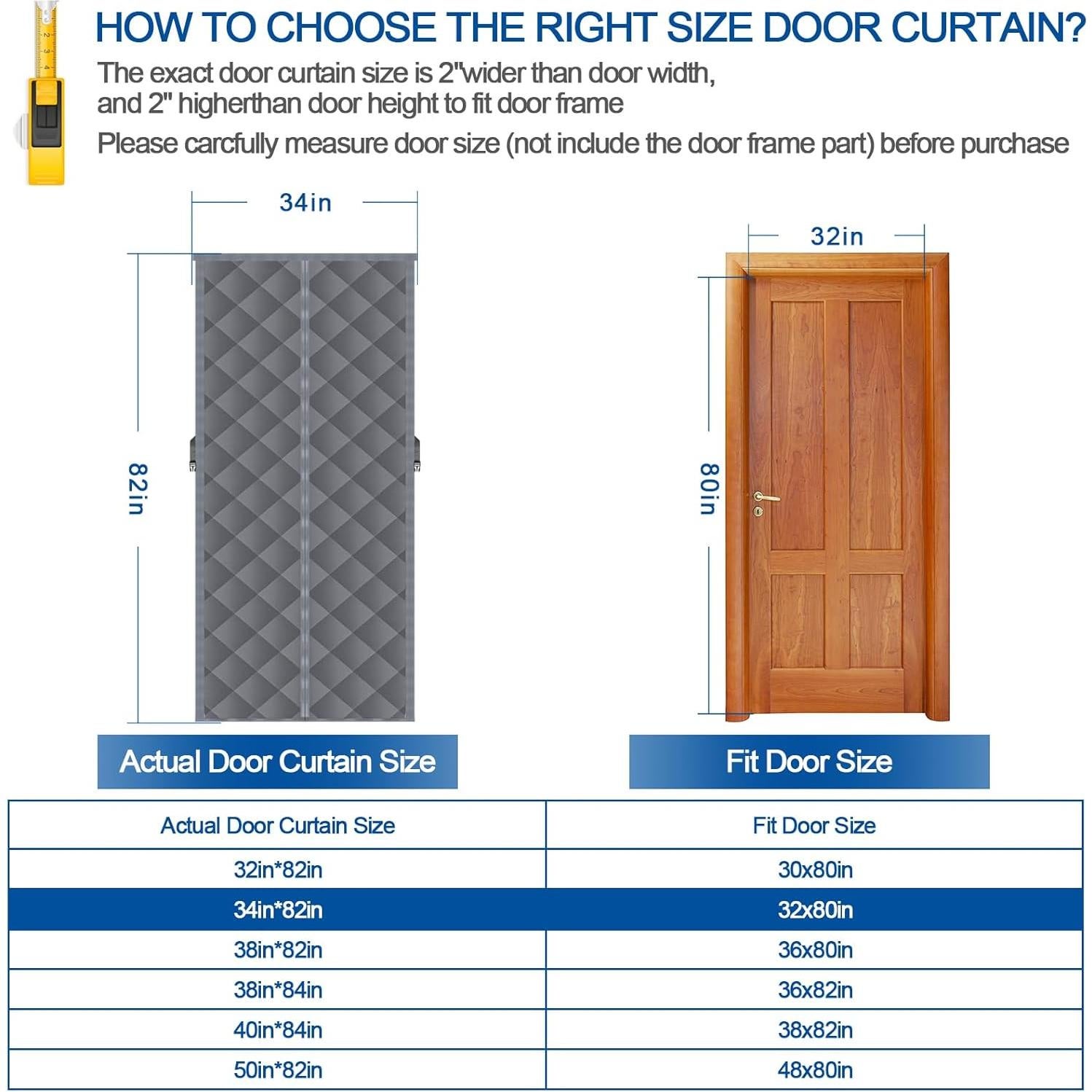 Cortina de Puerta Aislante Magnética WLLEYAY 32"x80" Gris
