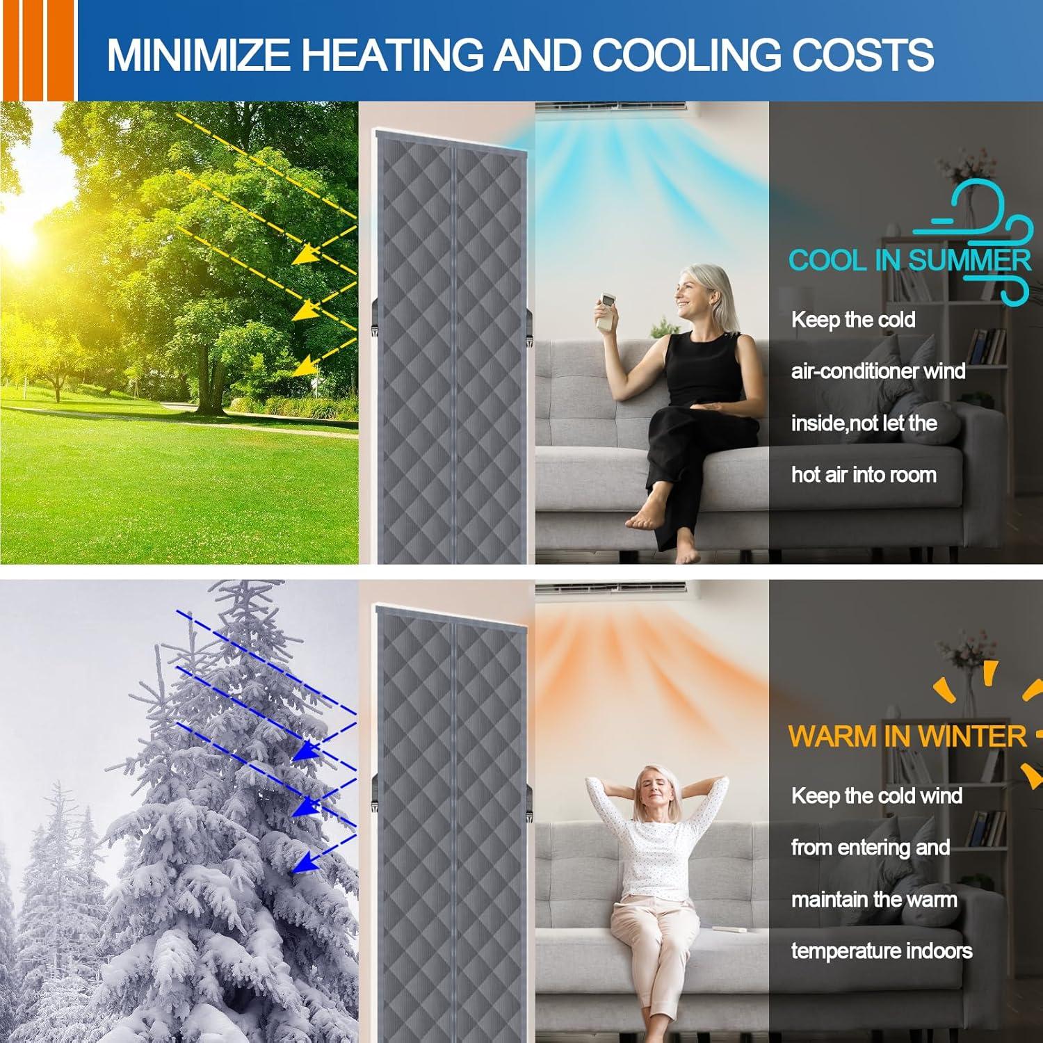 Cortina de Puerta Aislante Magnética WLLEYAY 32"x80" Gris