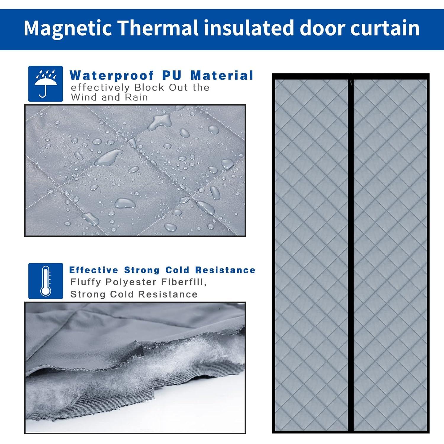 Cortina de Puerta Magnética Aislada Veanusiver 91.1x207.6cm Gris