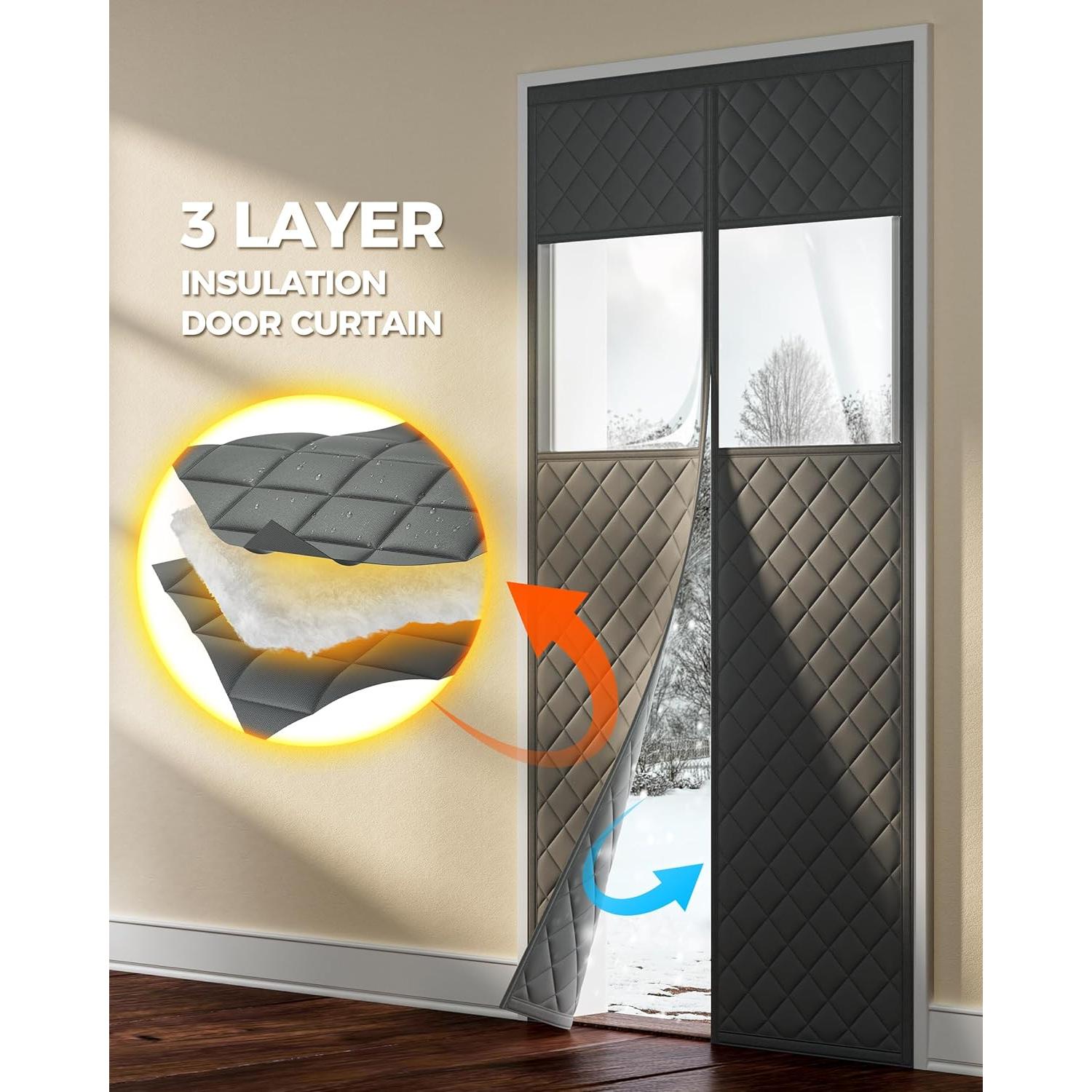 Cortina de Puerta Aislante Magnética Augblinds 96.5x210.8 cm Gris