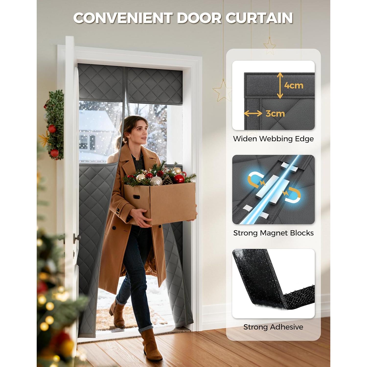 Cortina de Puerta Aislante Magnética Augblinds 96.5x210.8 cm Gris