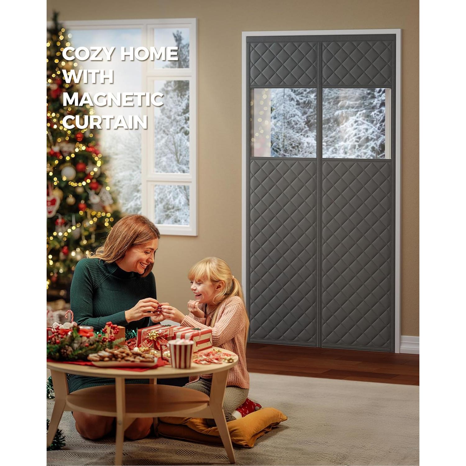 Cortina de Puerta Aislante Magnética Augblinds 96.5x210.8 cm Gris