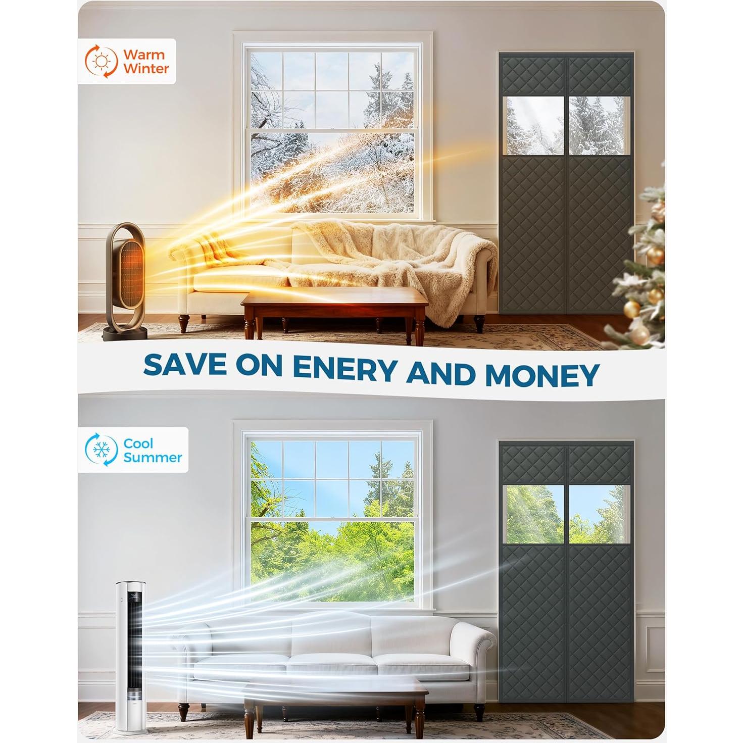 Cortina de Puerta Aislante Magnética Augblinds 96.5x210.8 cm Gris