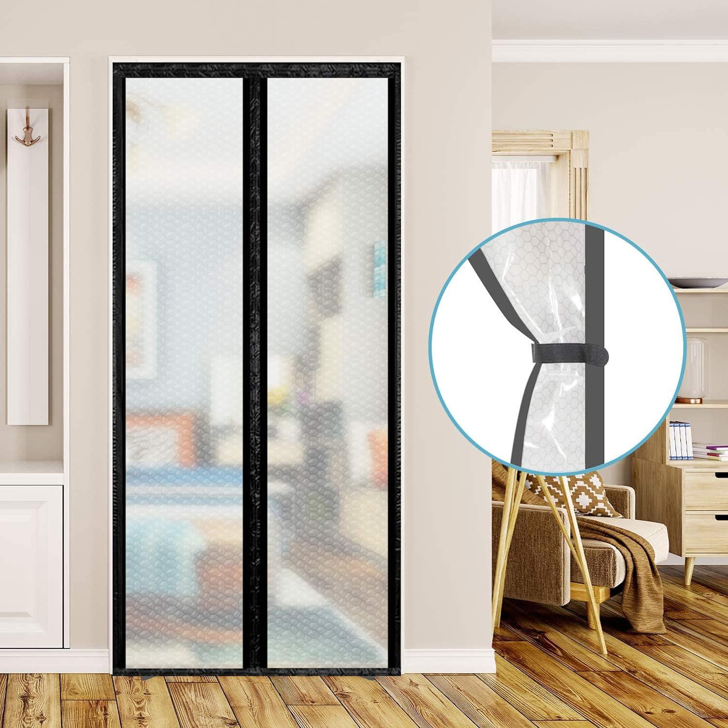 Cortina de Puerta Aislante Magnética SANJIANKER 36x82 Negro