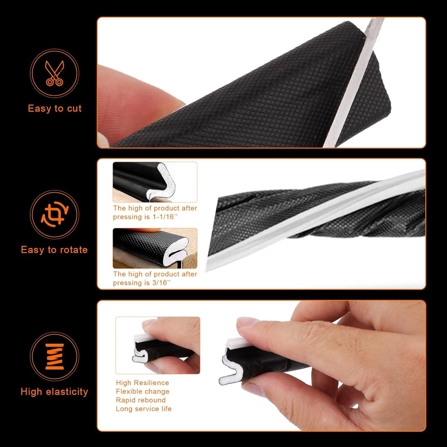 Tira de Sellado para Puertas Genérica 12 Metros Negra Aislante