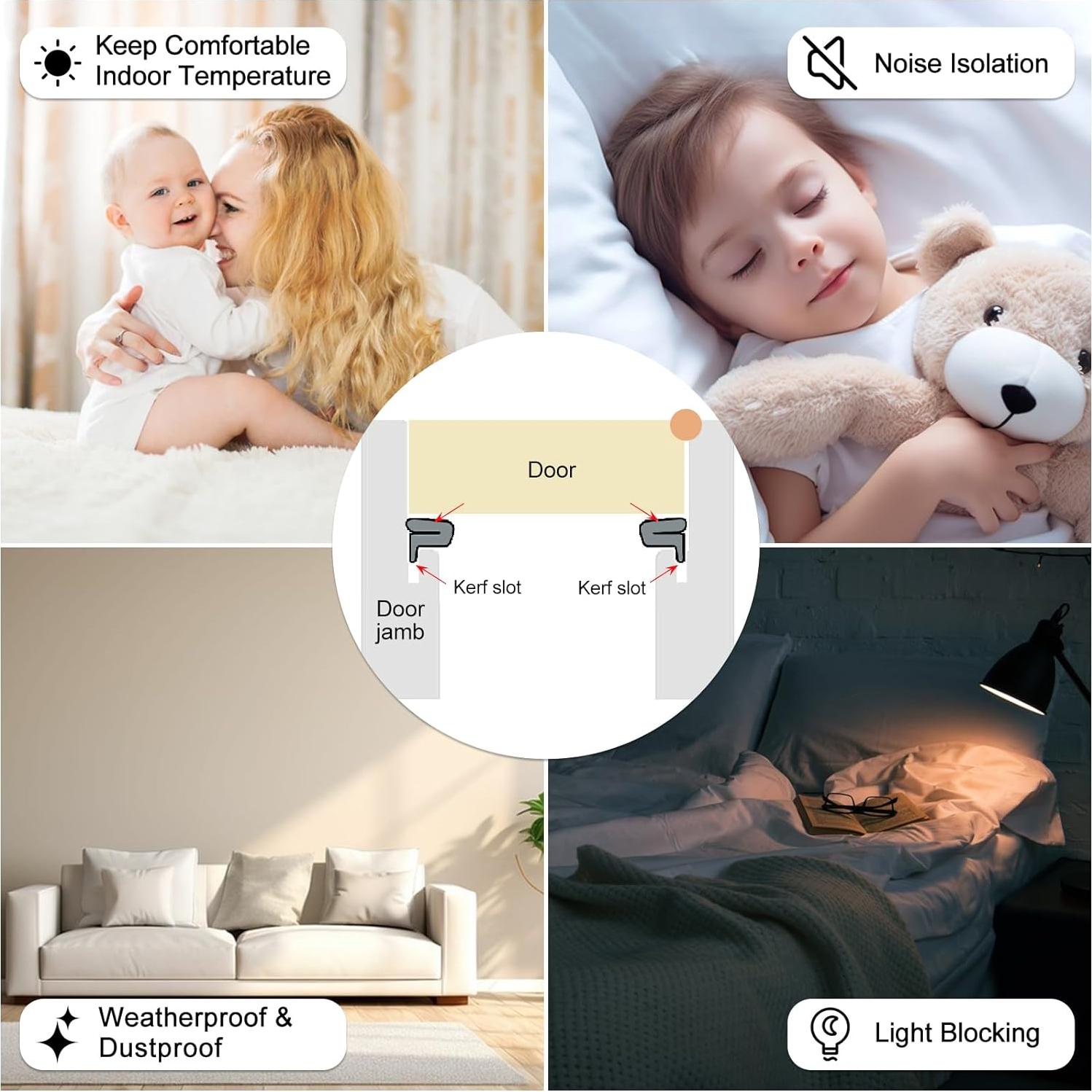 Tira de sellado para puertas Bouiexye 40 pies blanca a prueba de sonido