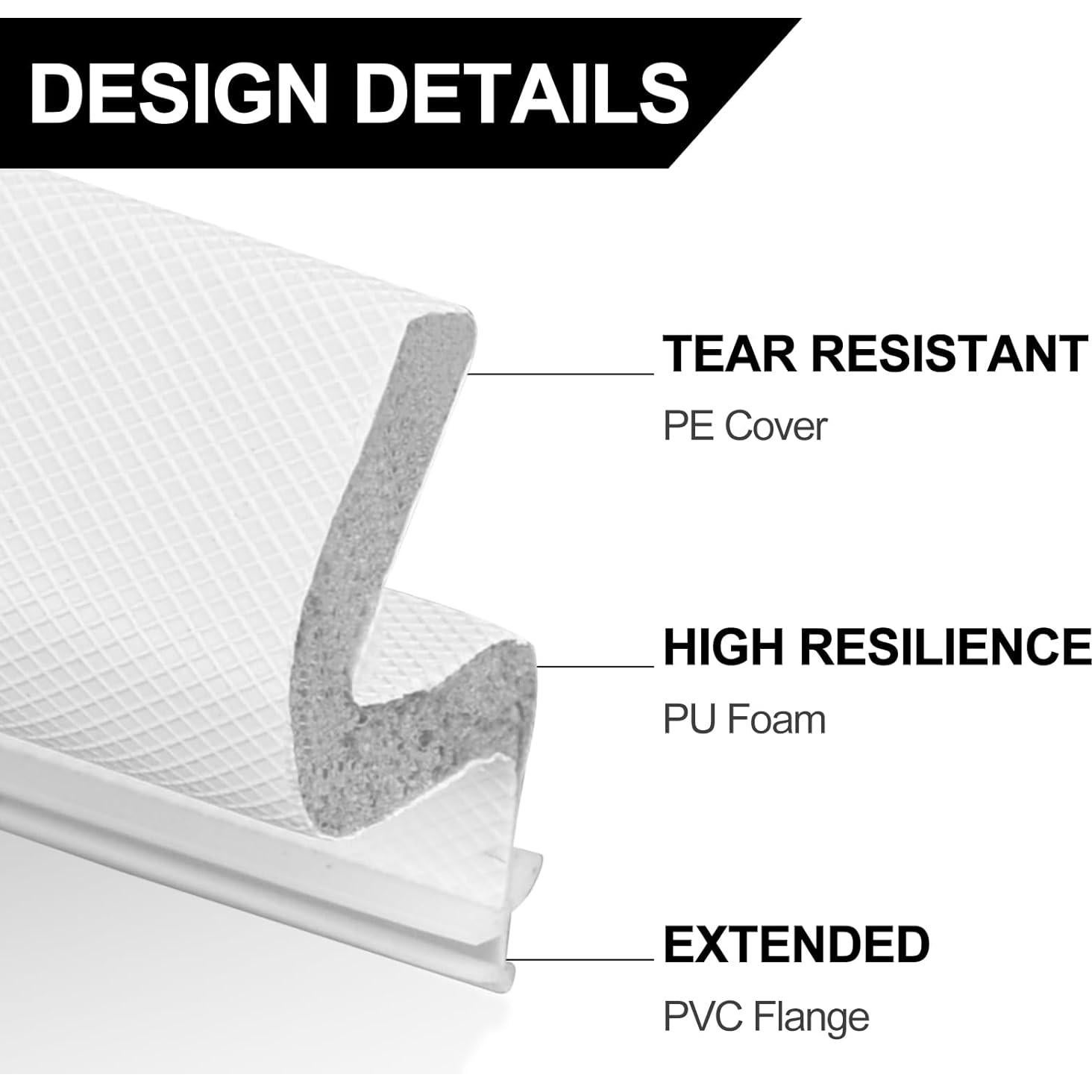 Tira de sellado para puertas Bouiexye 40 pies blanca a prueba de sonido