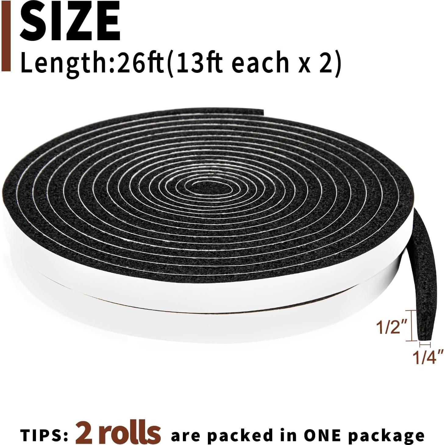 Cinta de Sello de Espuma Yotache 1.27cm x 0.64cm, 26 PIES