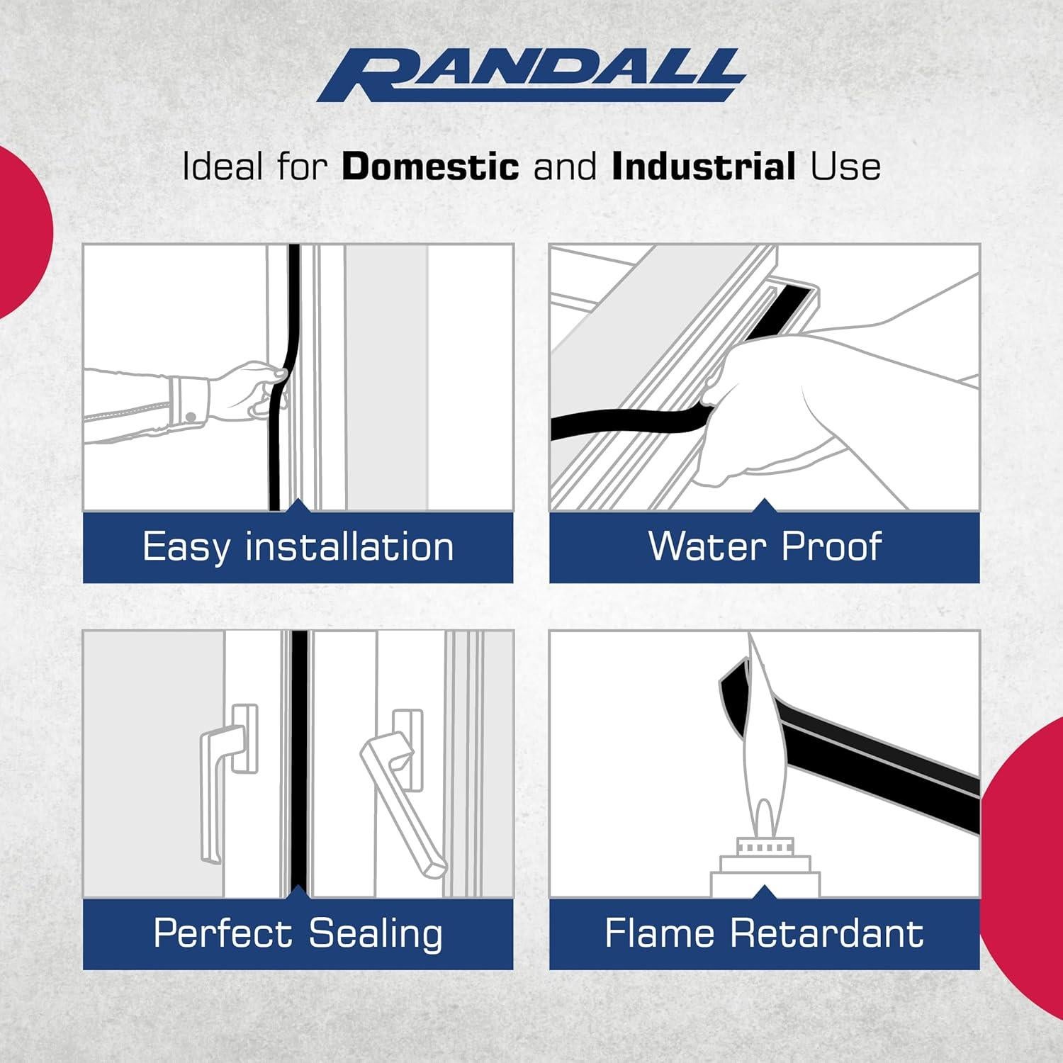 Burlete de espuma autoadhesivo Randall 5.18 m x 1.27 cm