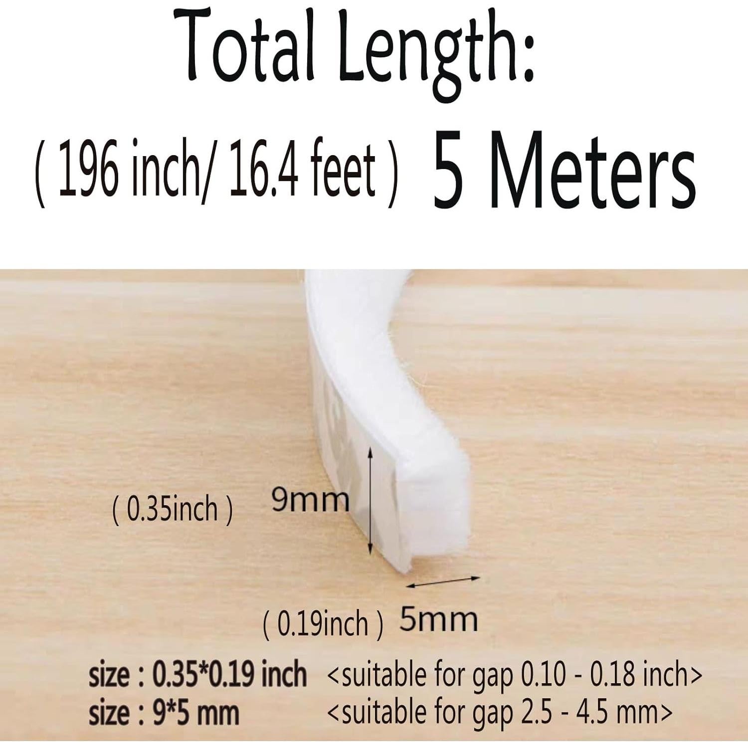 Cepillo de Sellado Zhilokdor 5m x 9mm Aislamiento Blanco