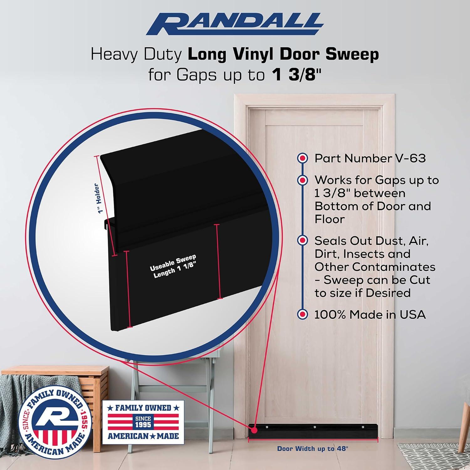 Barrido de Puerta de Aluminio Pesado Randall V-63 1.22 m Negro