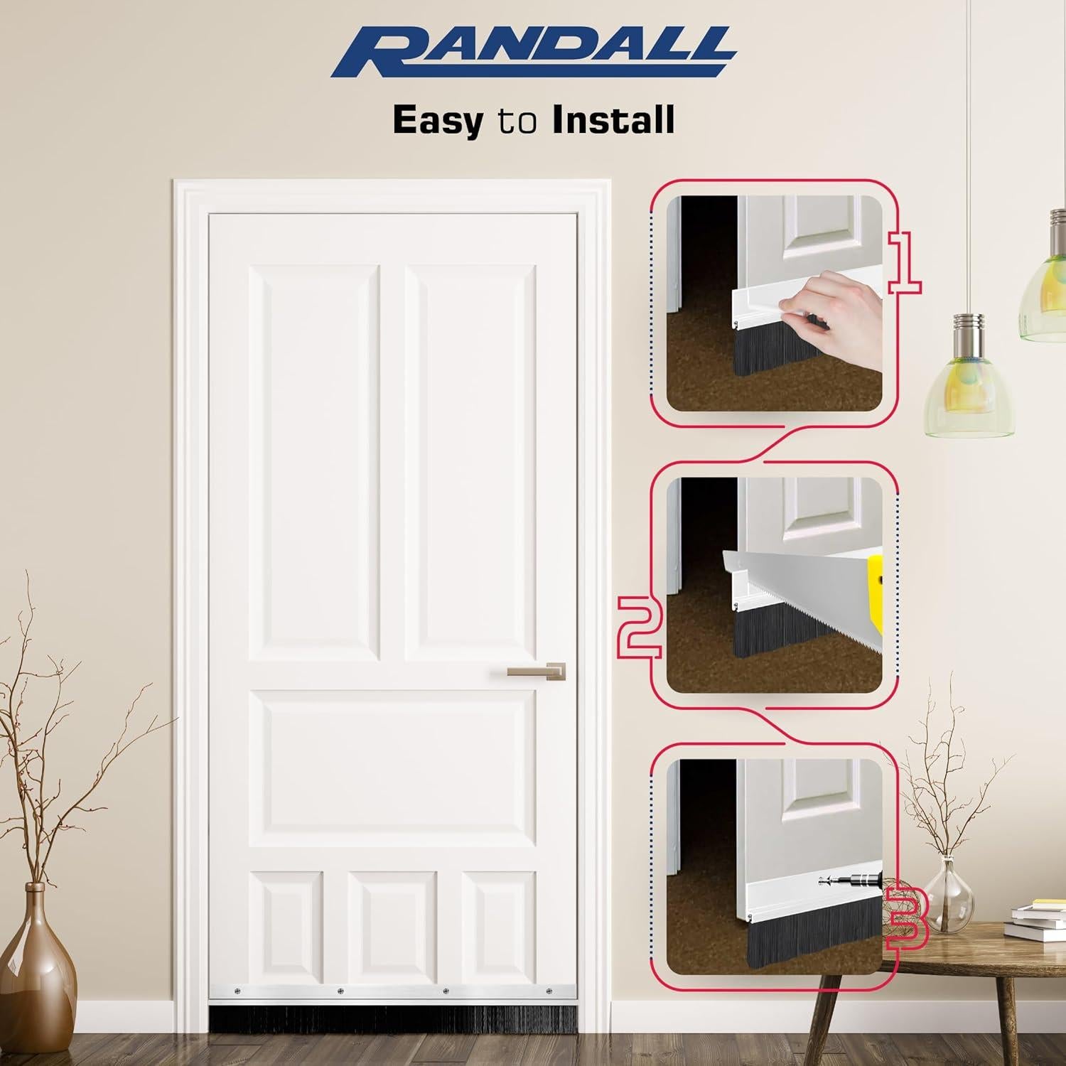 Barrera para Puertas Randall 1.22m Aluminio Anodizado Cepillo Negro