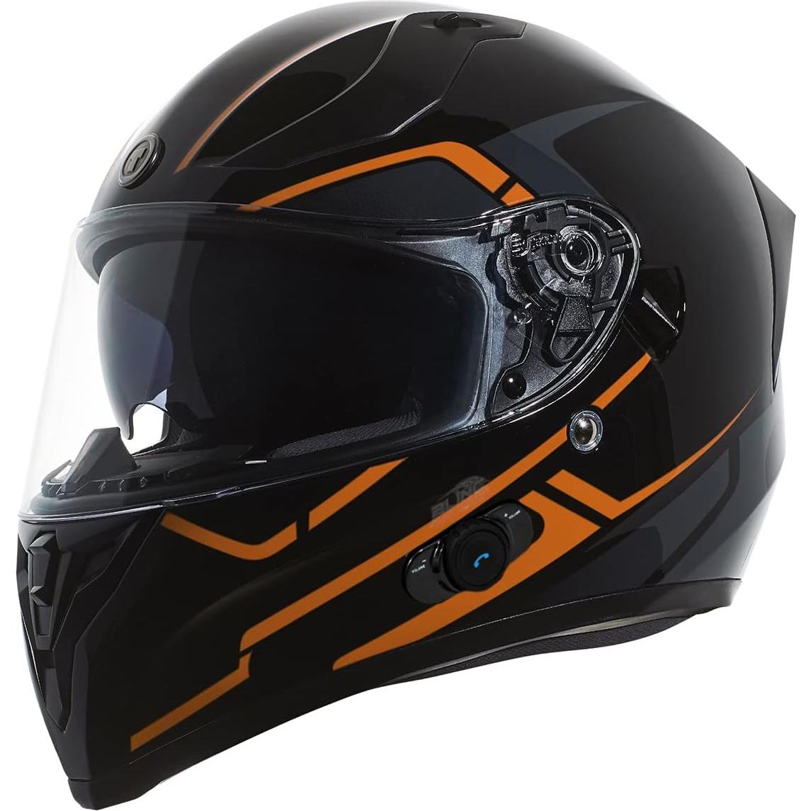 Casco Bluetooth TORC T15B Negro Brillante con Naranja