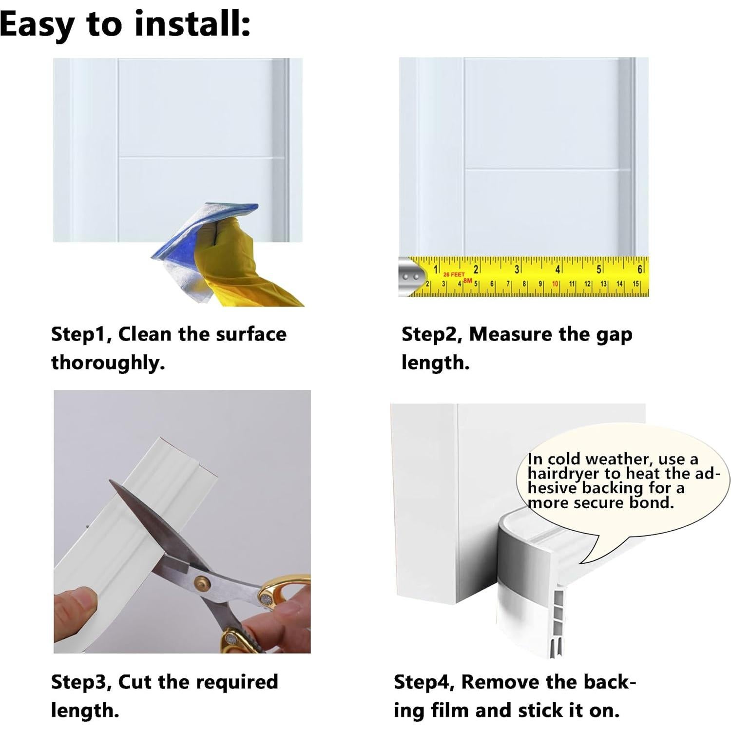 Detenedor de Corrientes de Aire DOHUG 1m Blanco - Bloqueador de Puertas