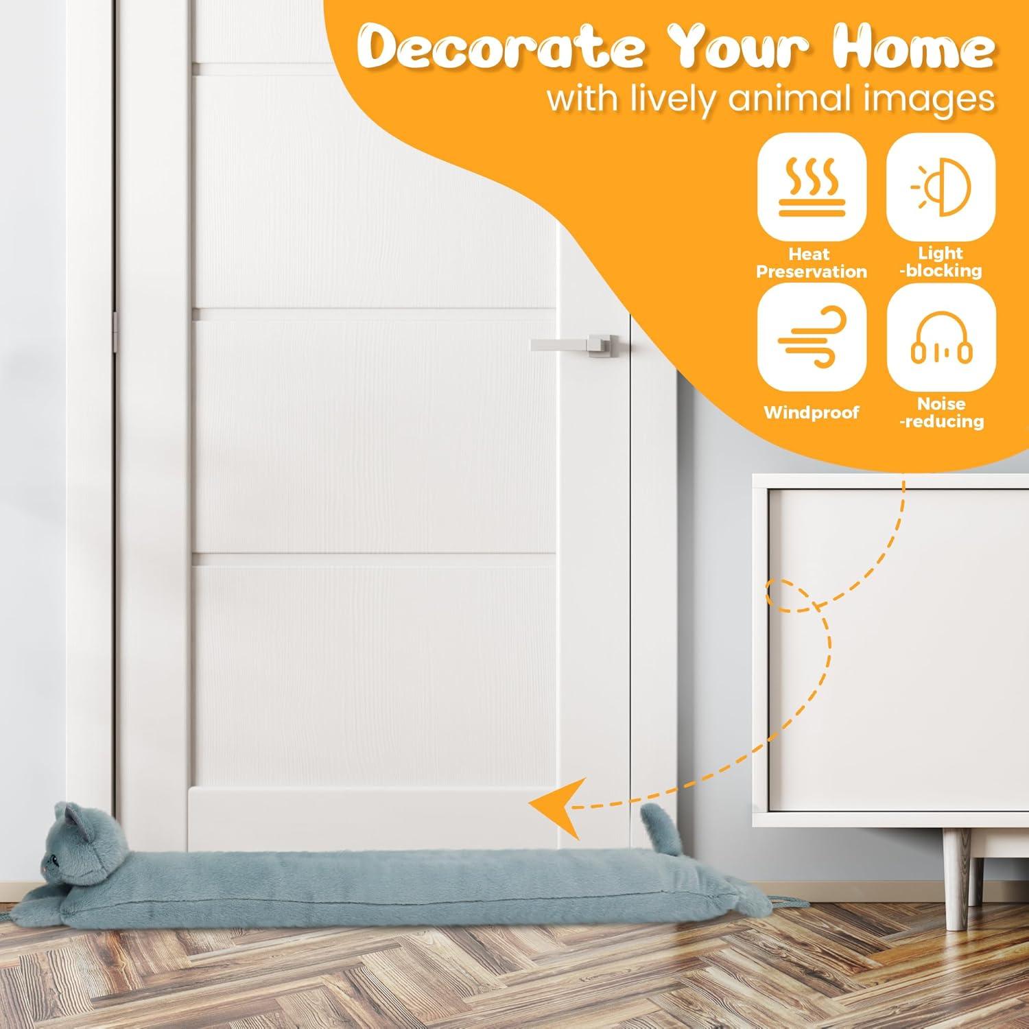 Tapón para Corrientes de Aire NABOWAN Gato 81 cm Gris