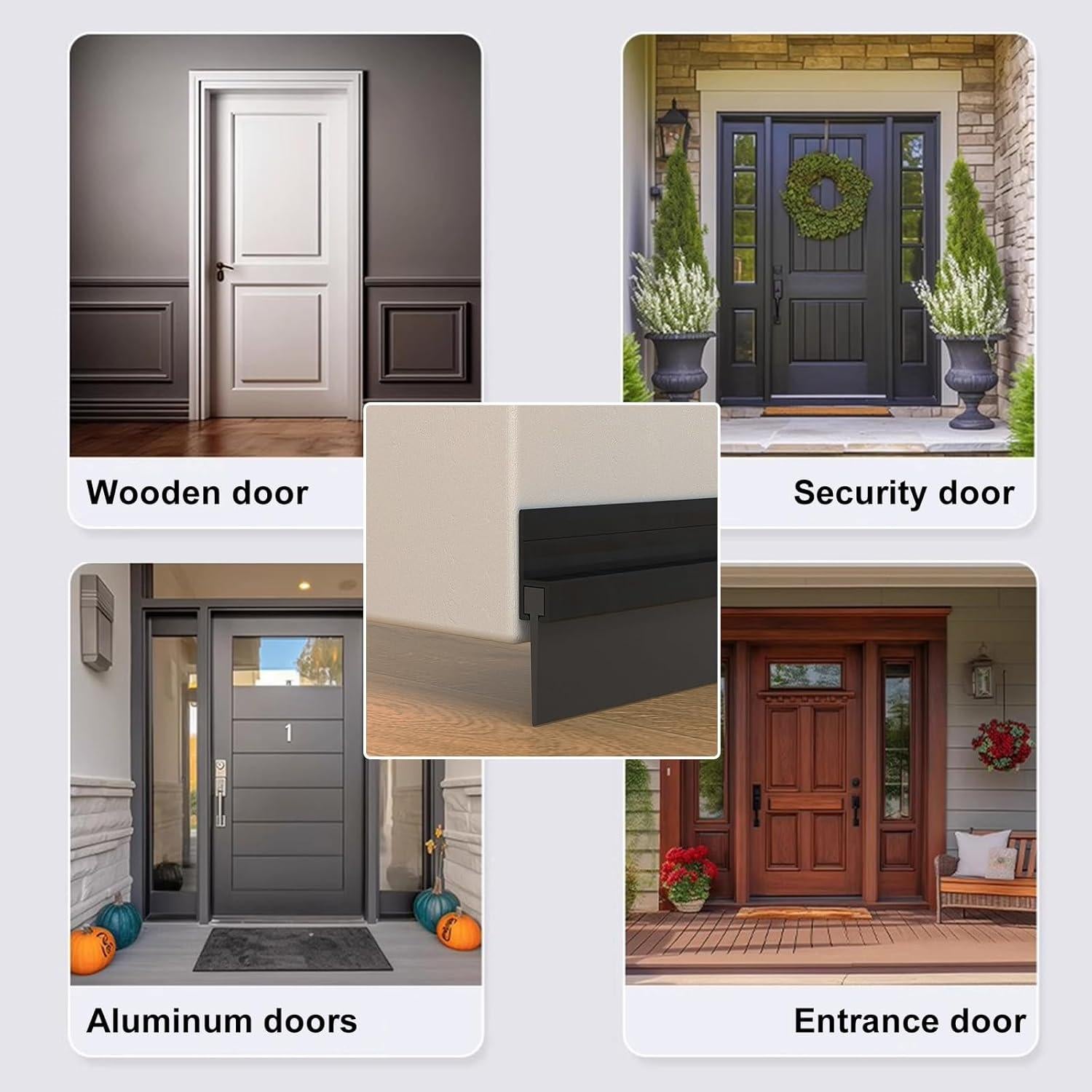 Burlete Cortable para Puertas YYGCL 99 cm Negro - 2 Unidades