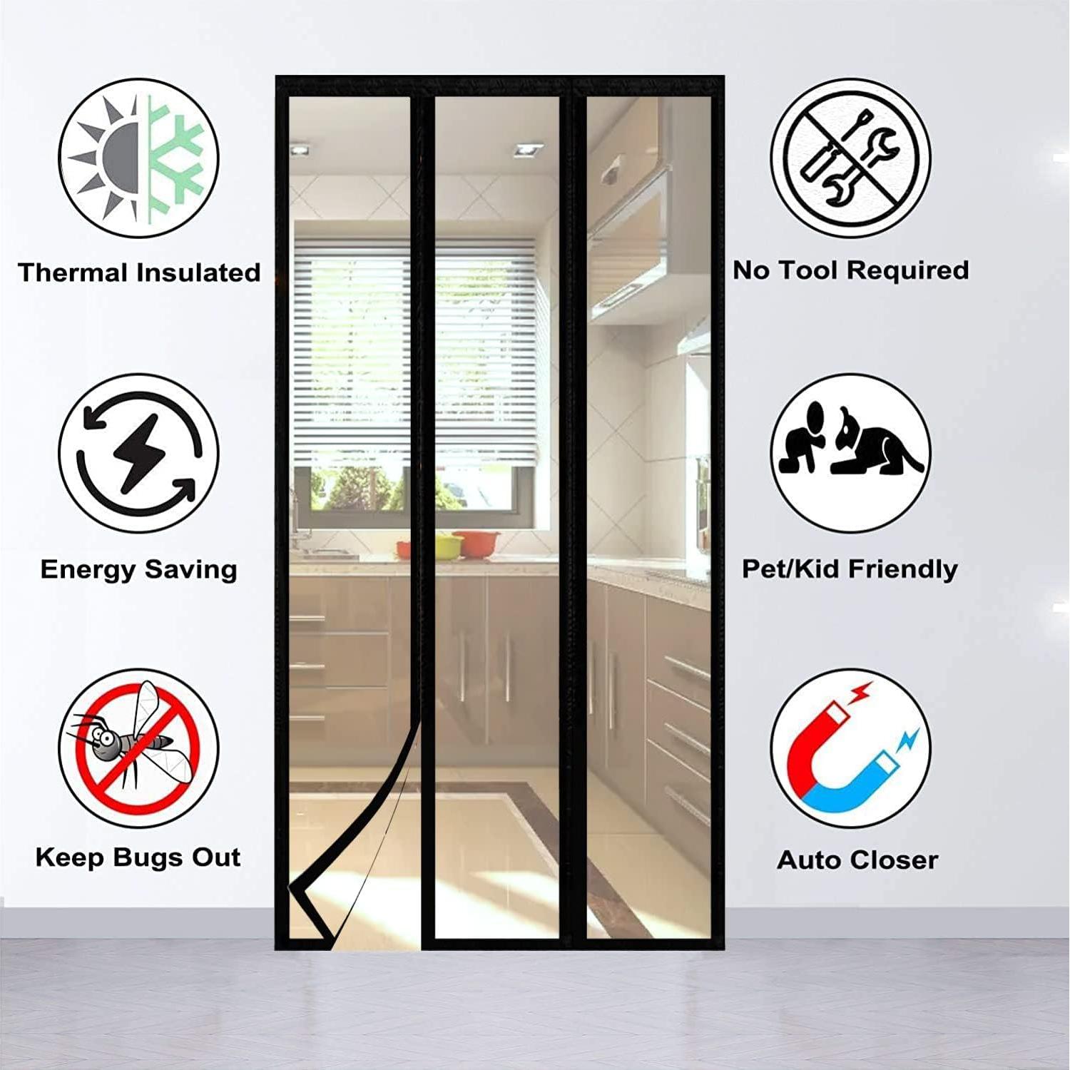 Cortina de Puerta Aislante Magnética SANJIANKER 182.88x203.2cm