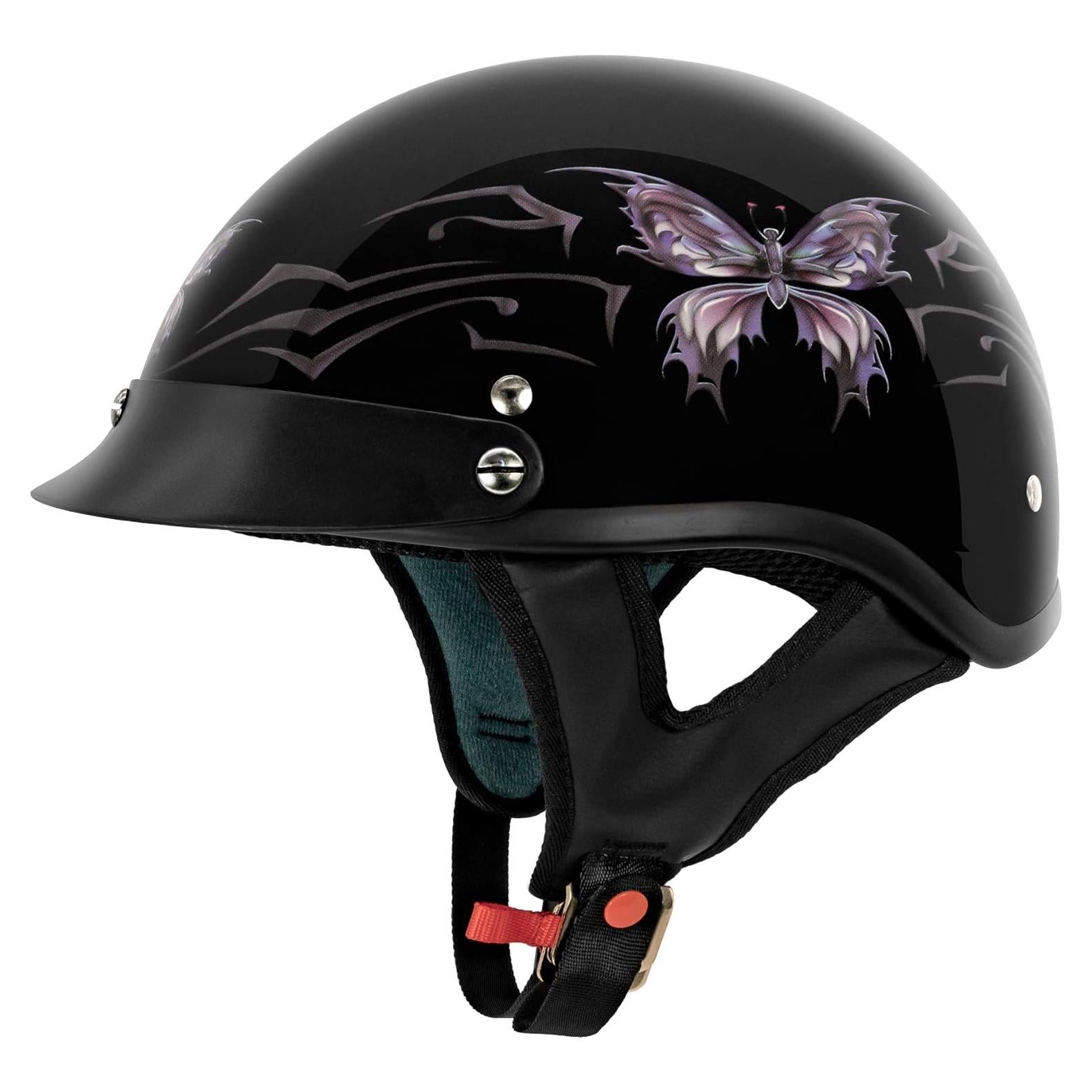 Casco de Moto VCAN Cruiser Mariposa Negra Brillante X-Pequeño