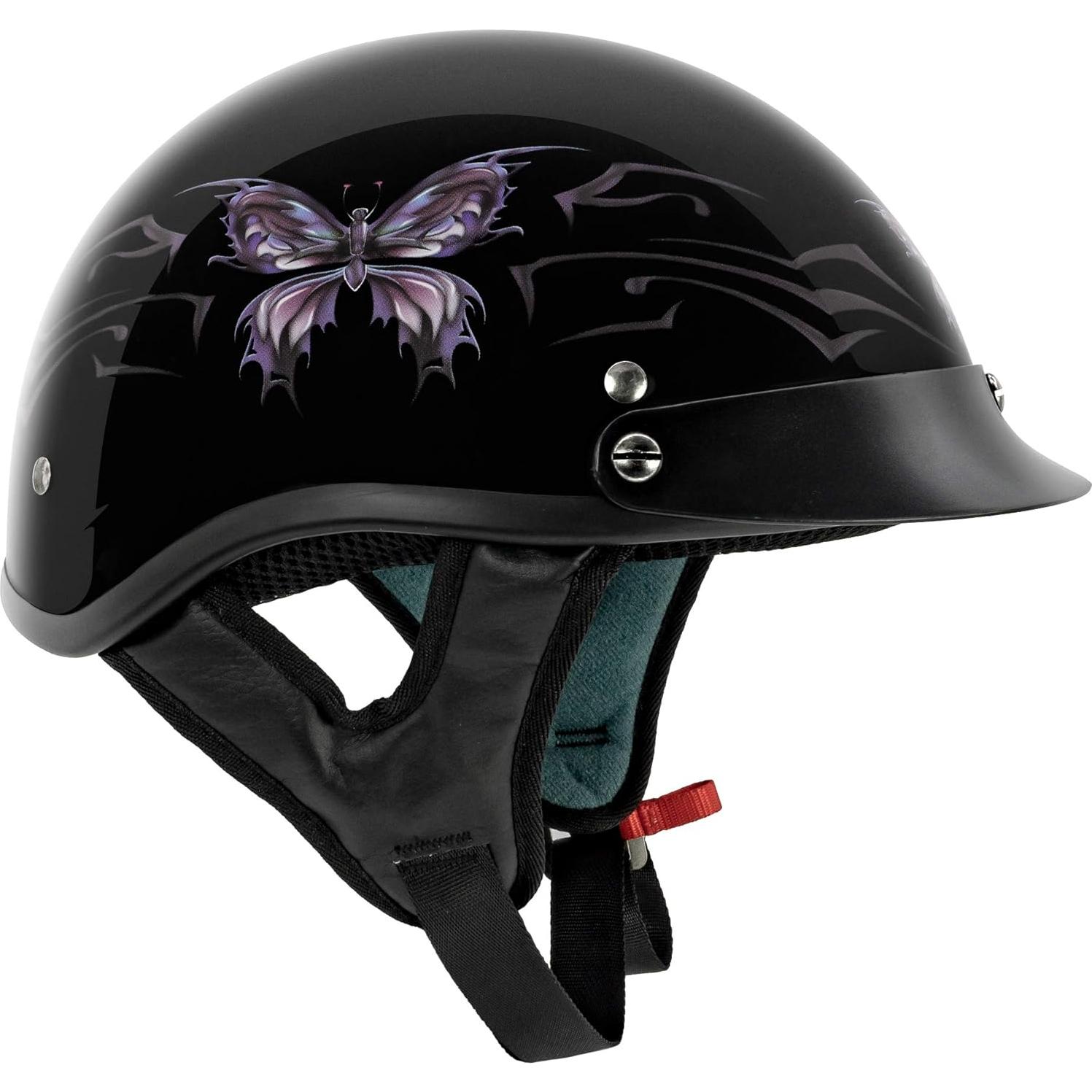 Casco de Moto VCAN Cruiser Mariposa Negra Brillante X-Pequeño
