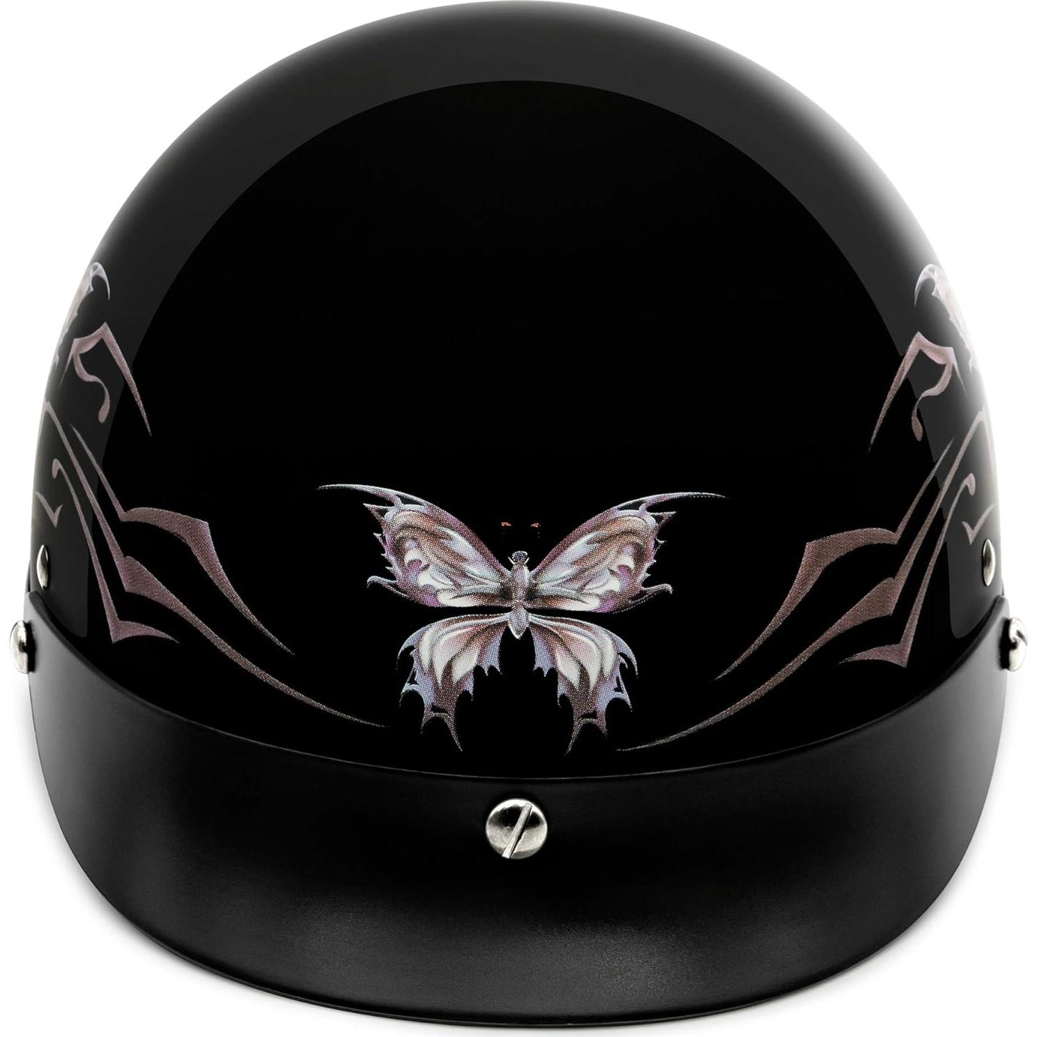 Casco de Moto VCAN Cruiser Mariposa Negra Brillante X-Pequeño