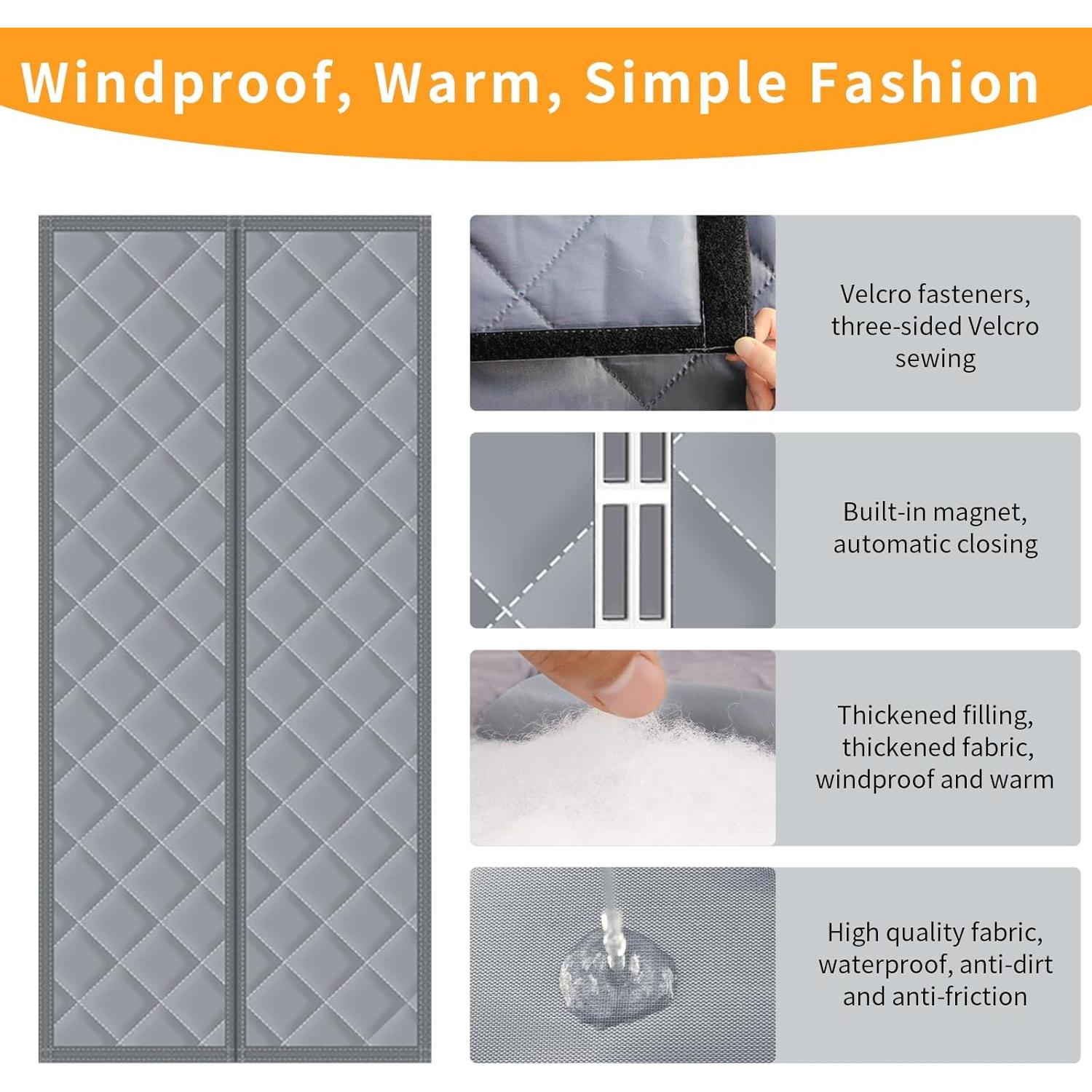 Cortina de Puerta Térmica Aislante Magnética GEWOSI 96.5x208.3cm