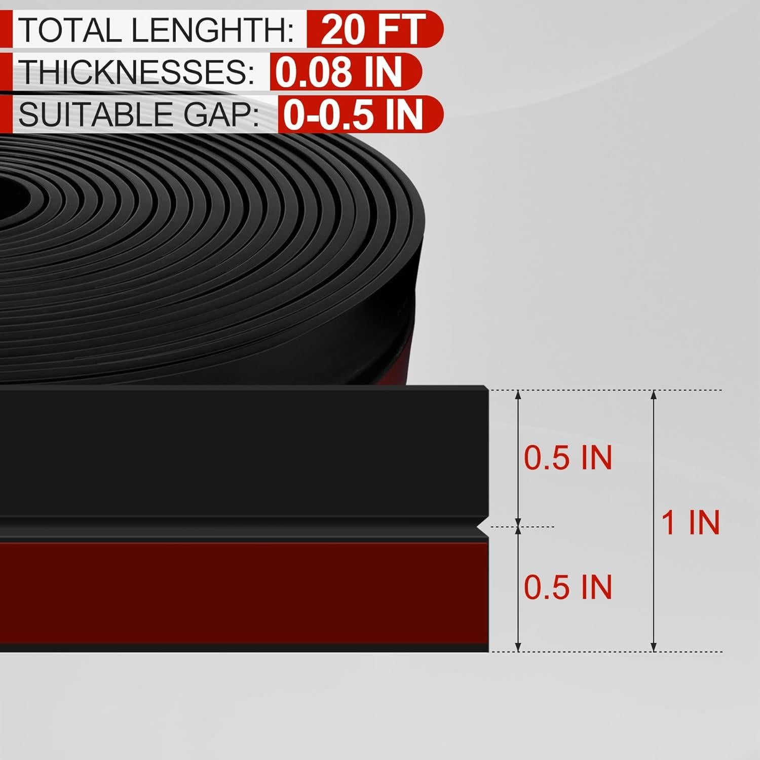 Tira de Aislamiento MYFAMIREA 6.1m Silicona Negra para Puertas