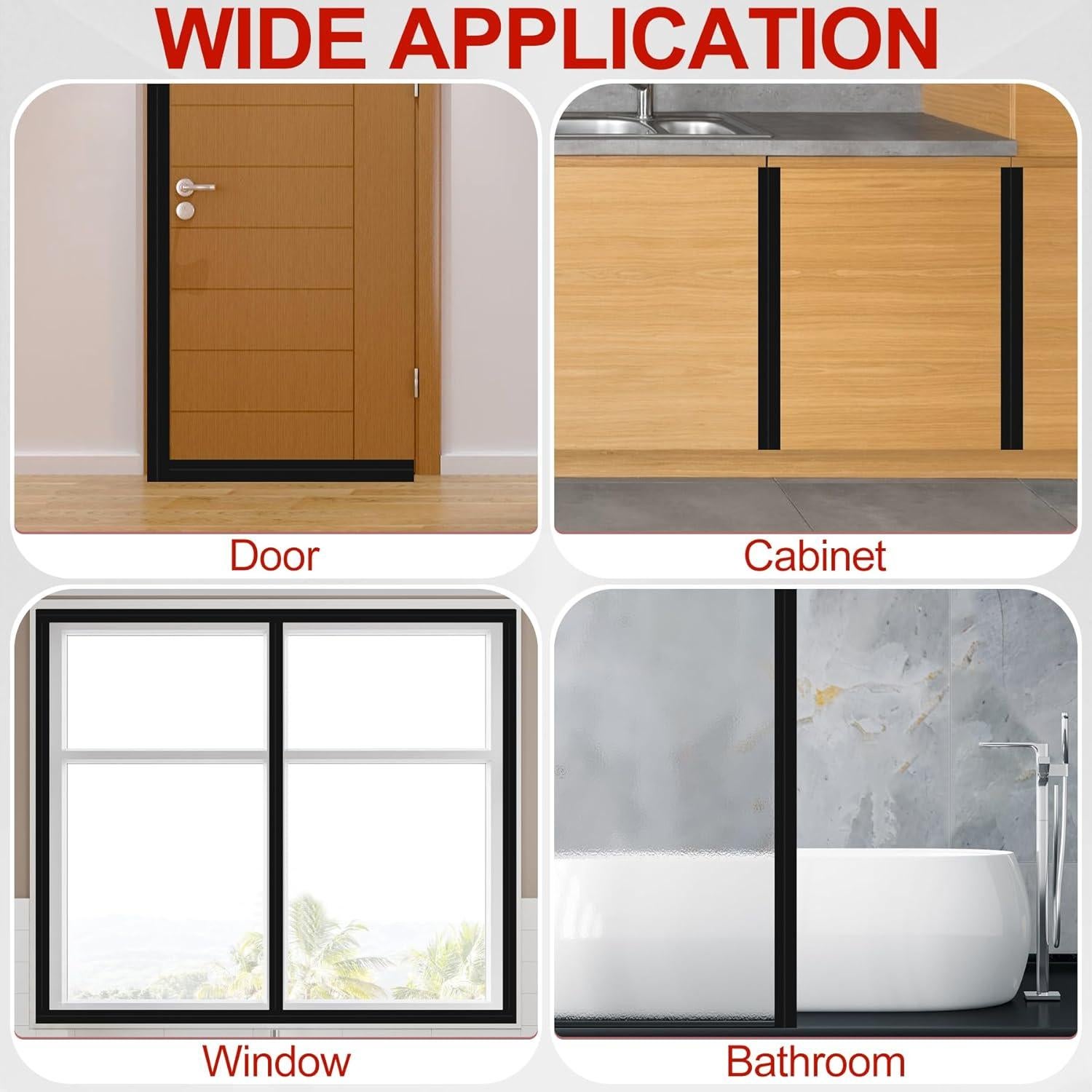 Tira de Aislamiento MYFAMIREA 6.1m Silicona Negra para Puertas