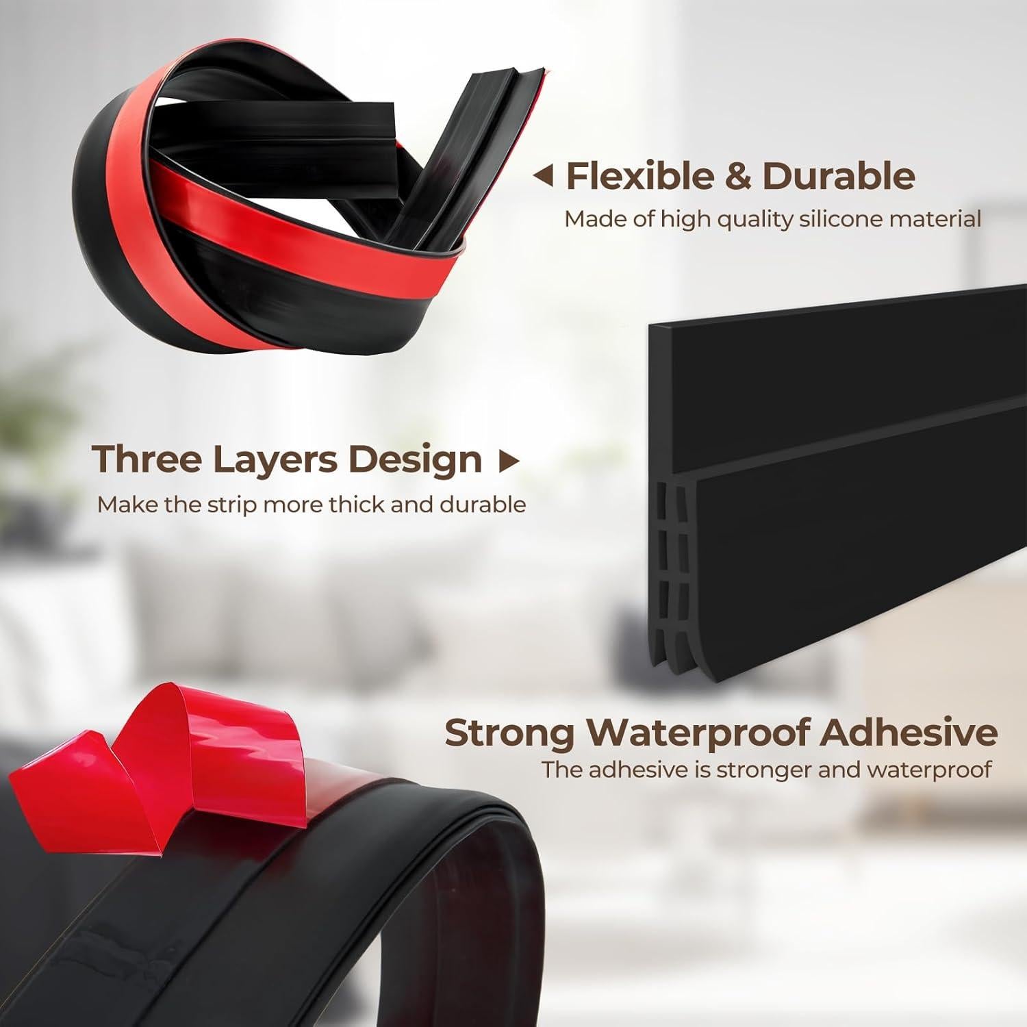 Tapón de Corrientes de Aire Ohuhu 99 cm x 5 cm Negro Silicona