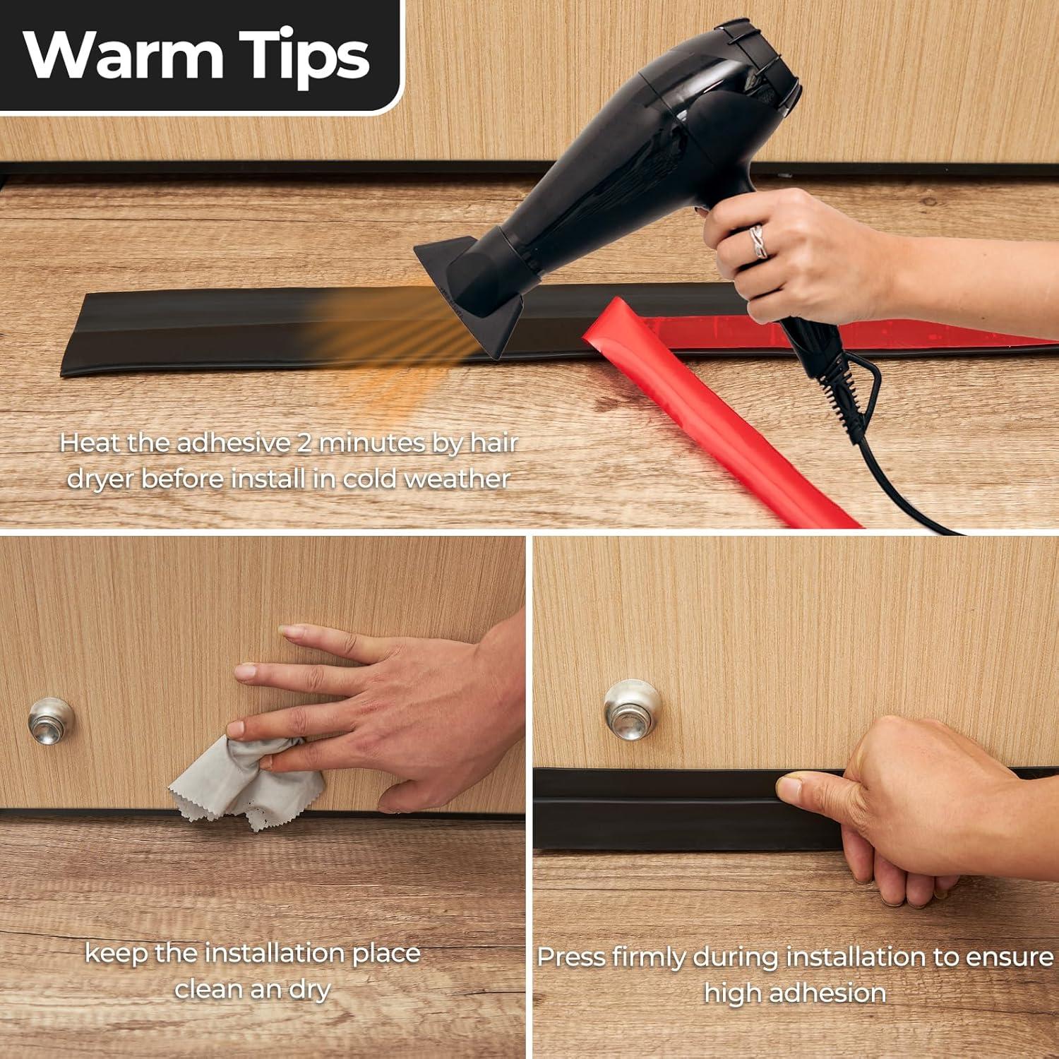 Tapón de Corrientes de Aire Ohuhu 99 cm x 5 cm Negro Silicona