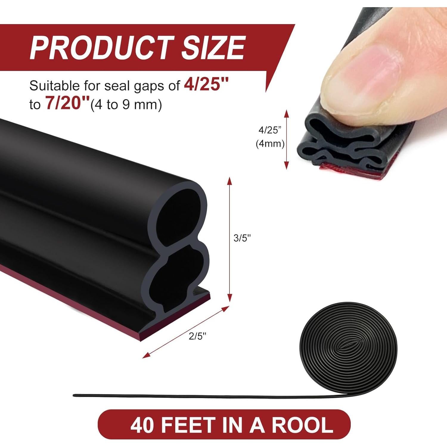 Burlete Autoadhesivo ZWZIOO 12m Blanco para Puertas y Ventanas