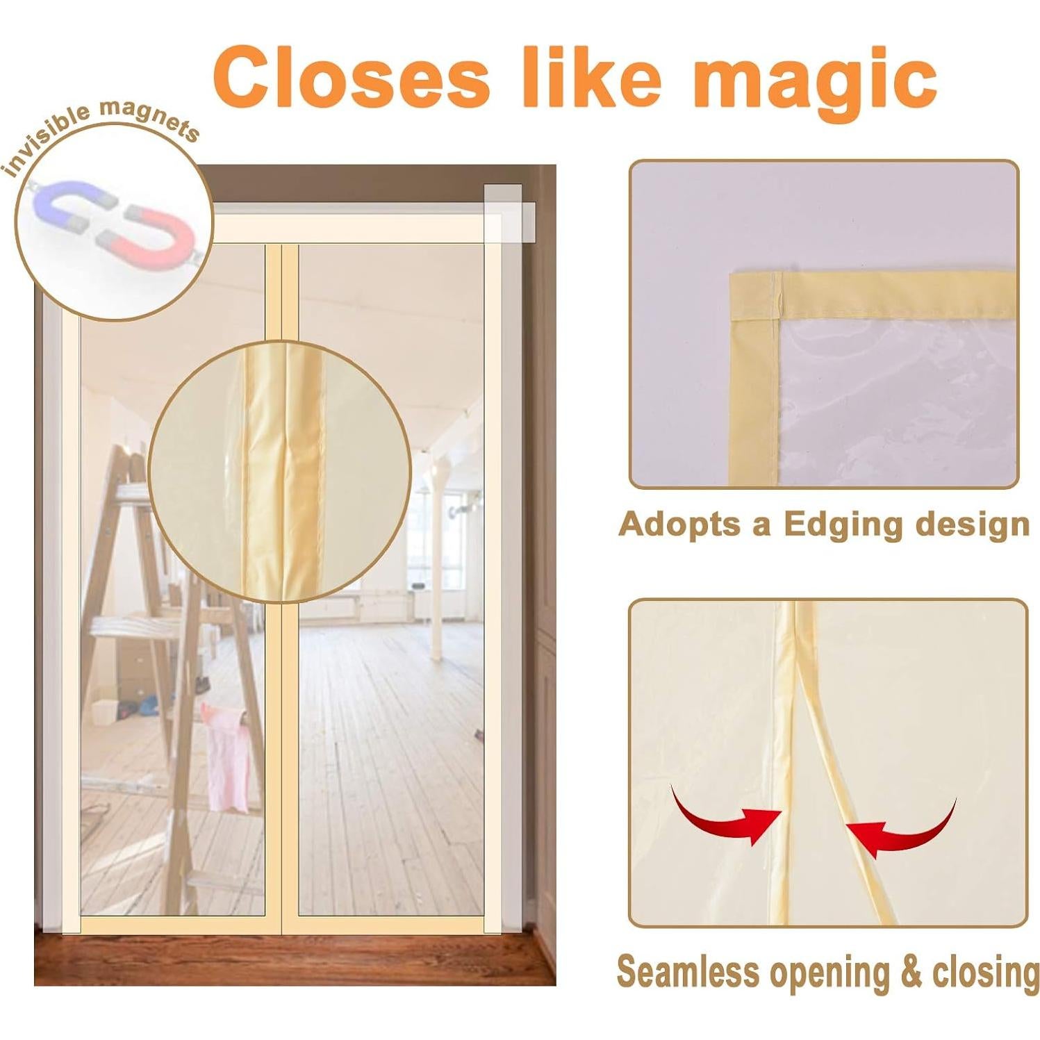 Kit de Puerta Barrera de Polvo Magnético 1.52m x 2.59m