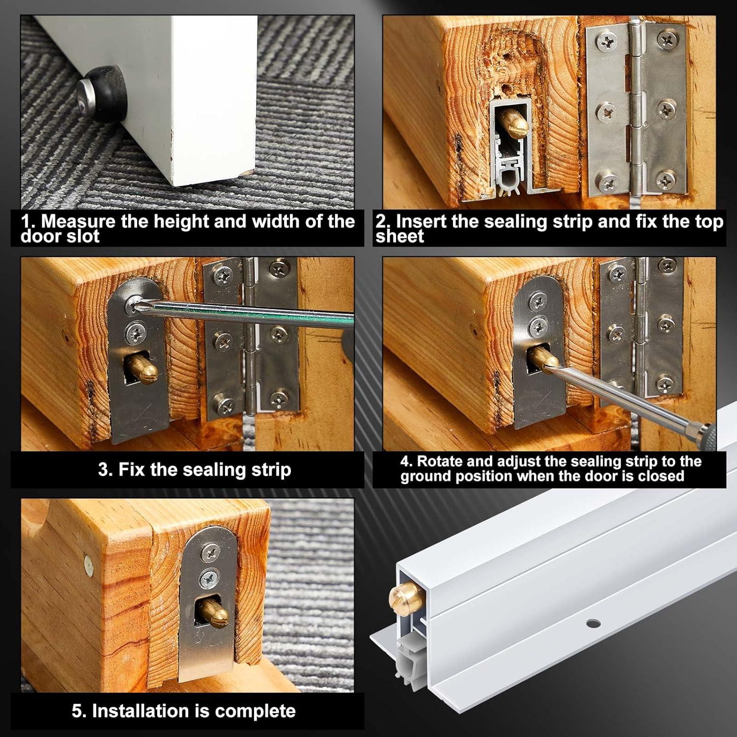 2 Sellos Inferiores Automáticos de Puerta Yaocom Aluminio 14.3x914.4mm