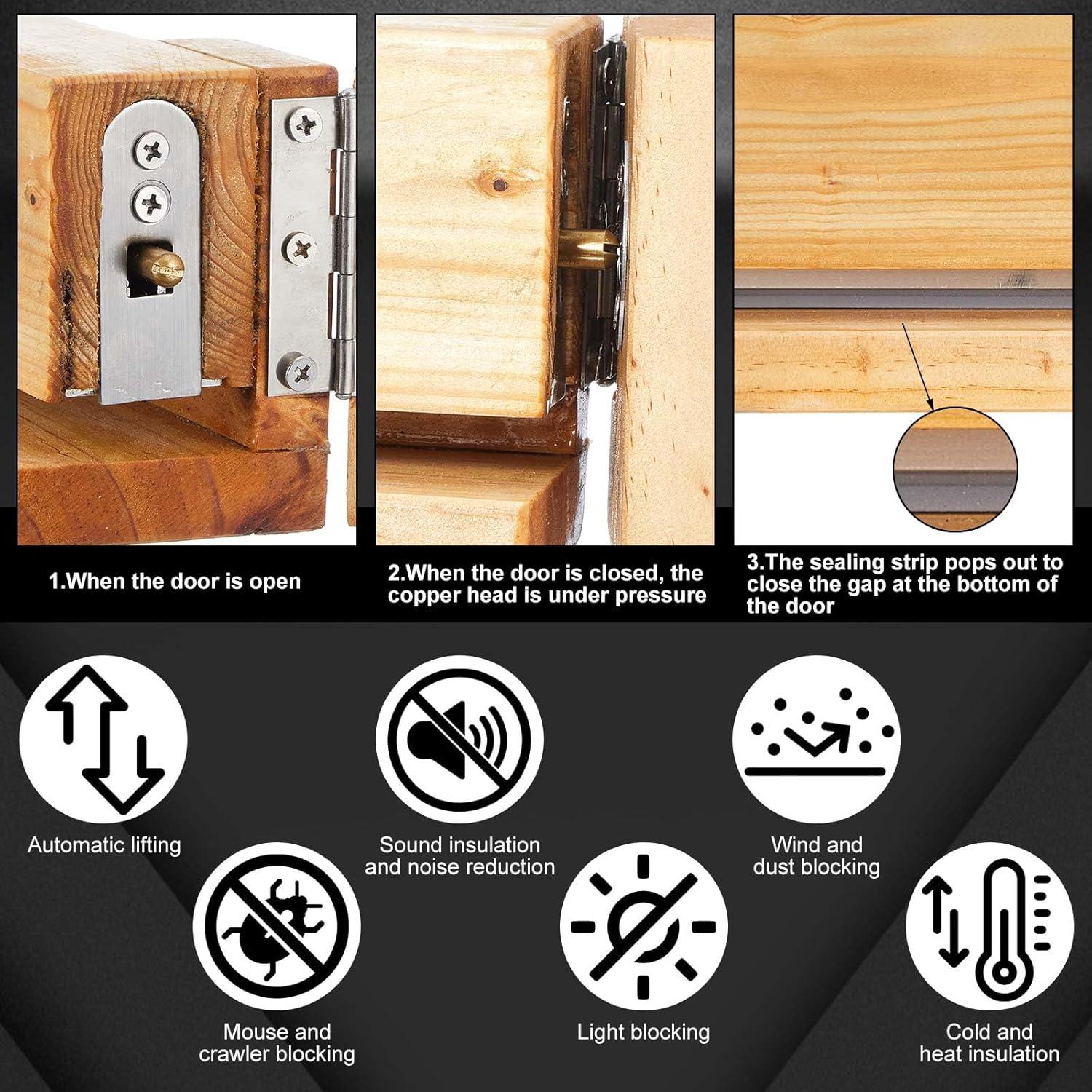 2 Sellos Inferiores Automáticos de Puerta Yaocom Aluminio 14.3x914.4mm