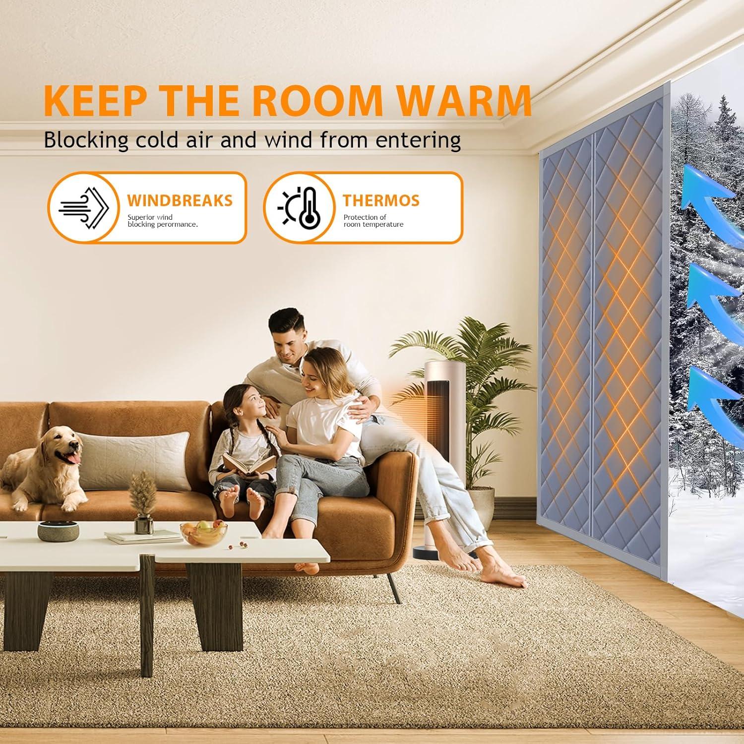 Cortina Térmica Aislante ZEIWEO para Puerta 80x203 cm Gris