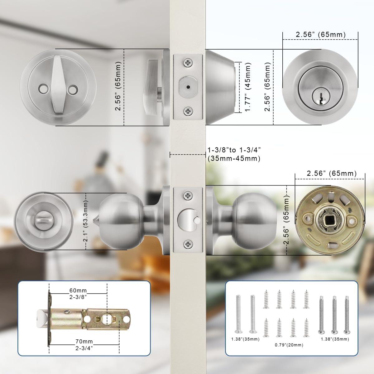 Cerradura de Puerta Exterior Knobonly con Llave Igual - 4 Piezas