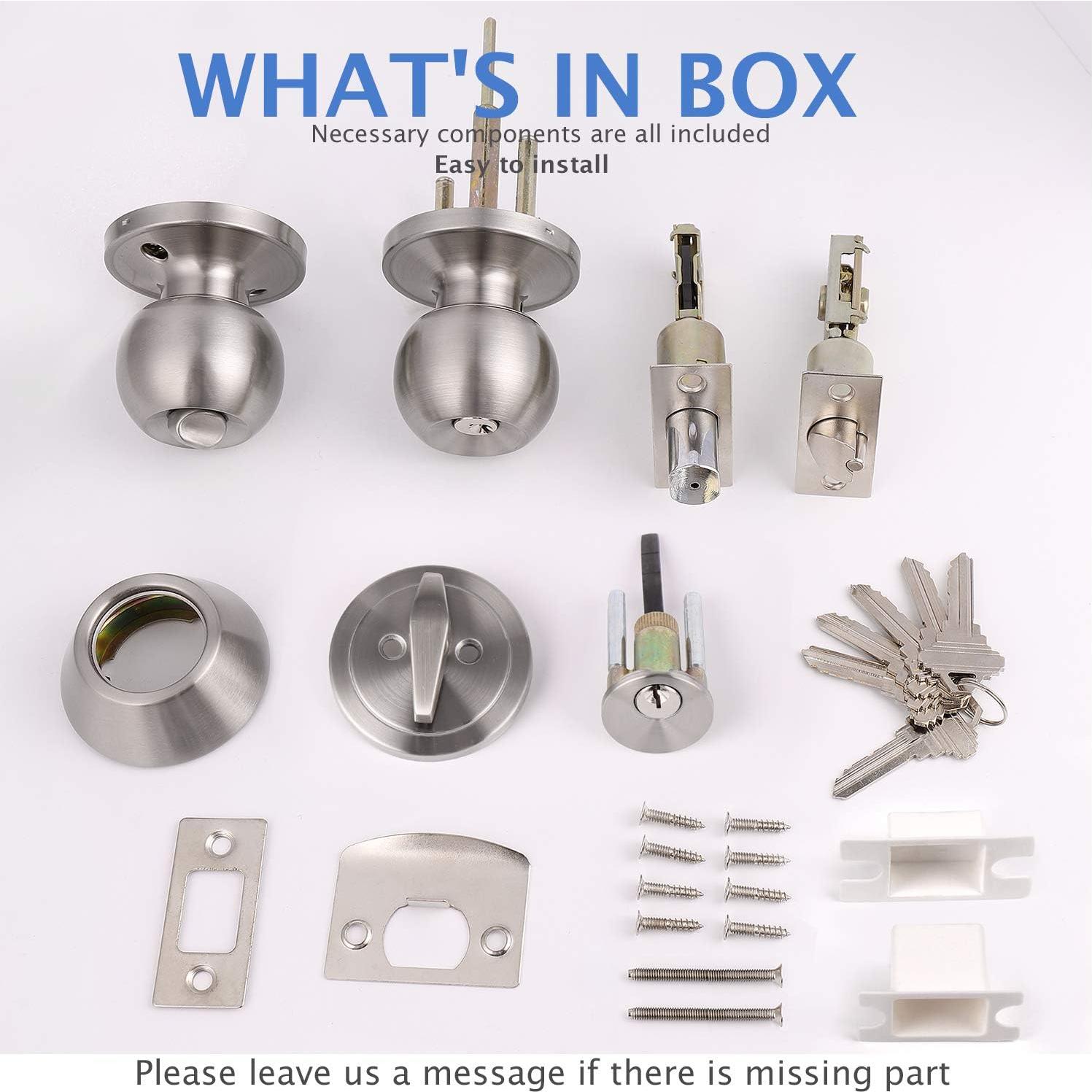 Cerradura de Puerta Exterior Knobonly con Llave Igual - 4 Piezas