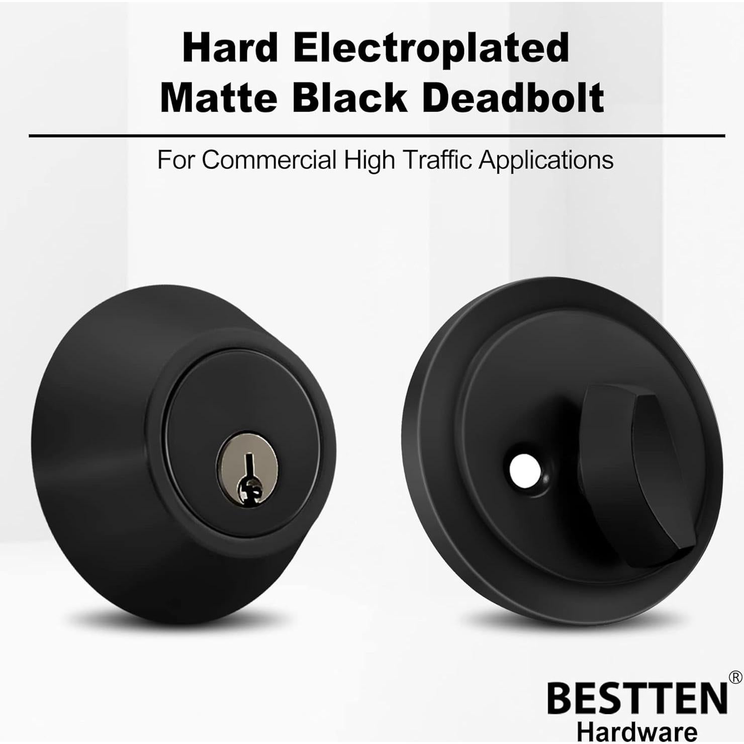 Cerrojo de Cilindro Único BESTTEN Negro Mate 5 Pines