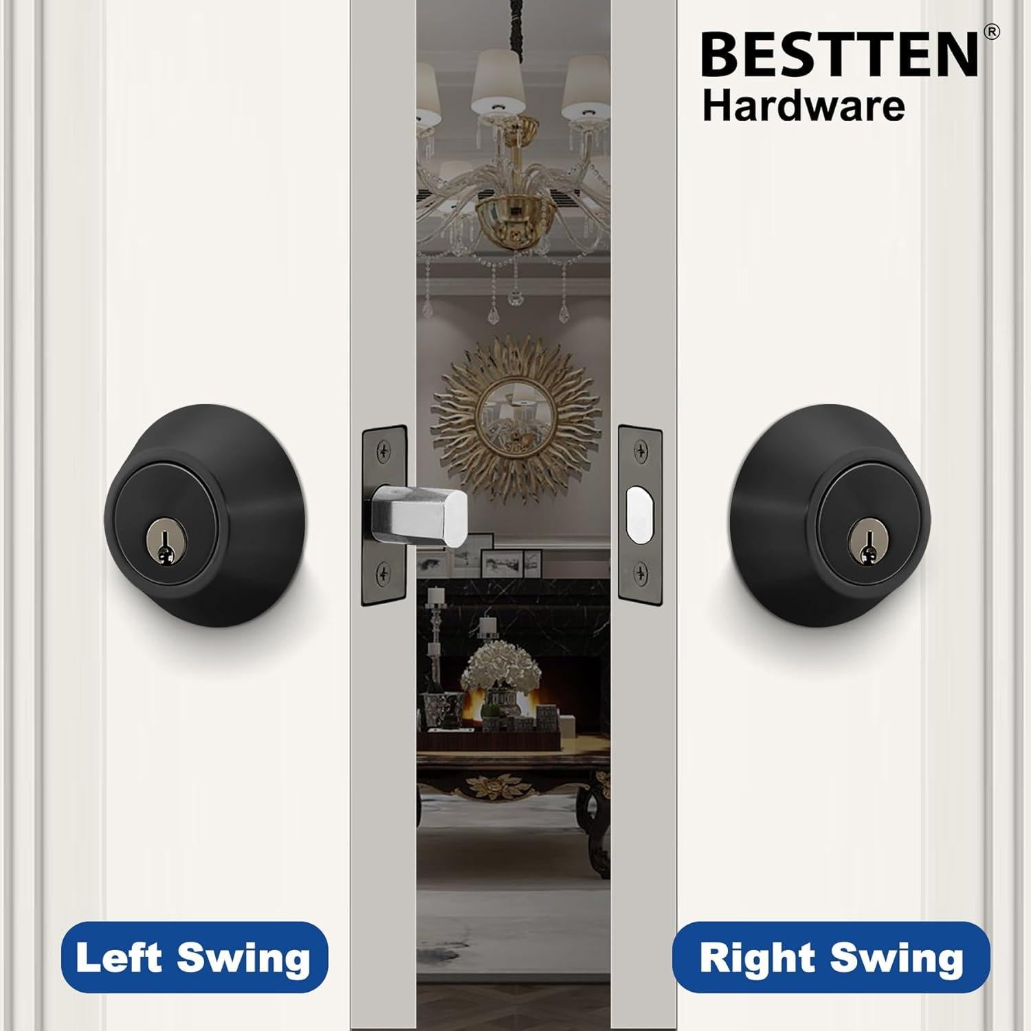 Cerrojo de Cilindro Único BESTTEN Negro Mate 5 Pines